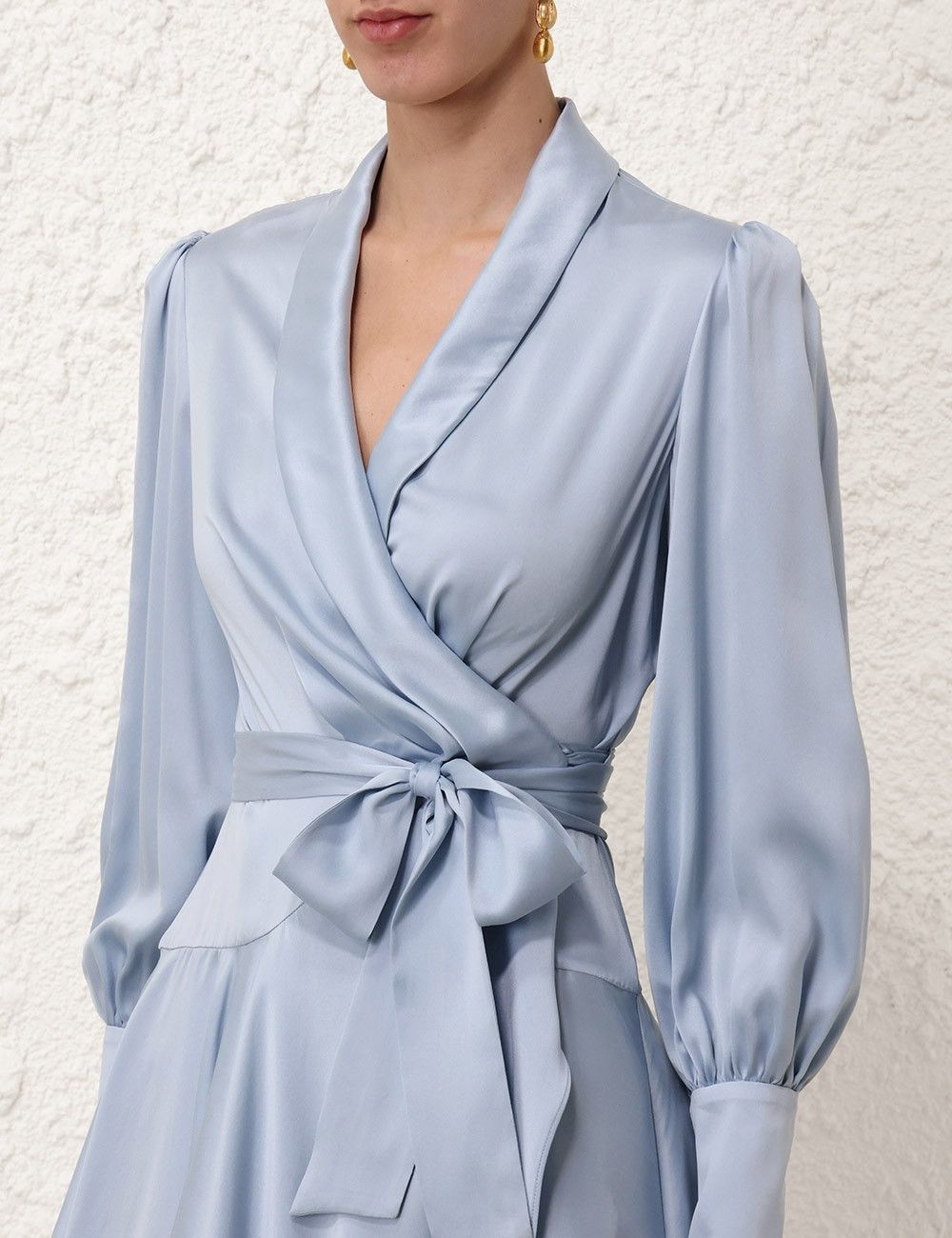Zimmermann oc11z0825 Silk Wrap Mini Dress in Pale Blue Size S / US 4 / IT 40 - 5 Thumbnail