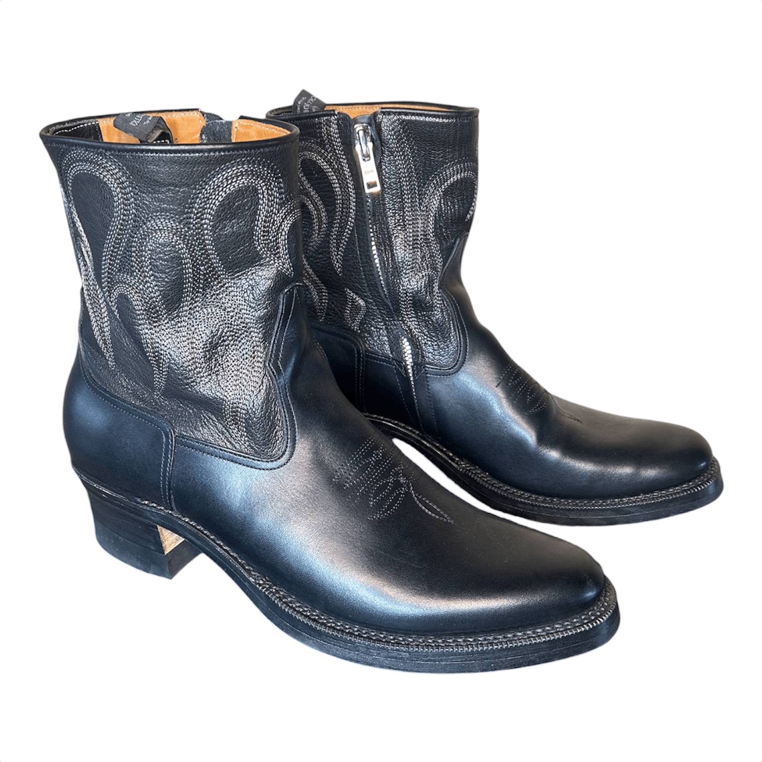 Rolling Dub Trio Loro Zip Western Boot in Horse & Embroidered Goat