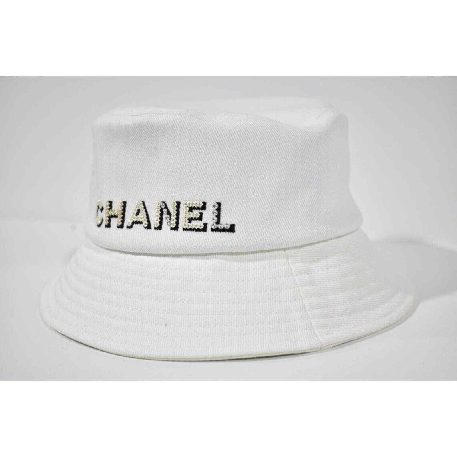 Chanel Chanel Denim Crystal Sequin Sun Cloche Bucket Hat Medium M Size ONE SIZE - 4 Thumbnail
