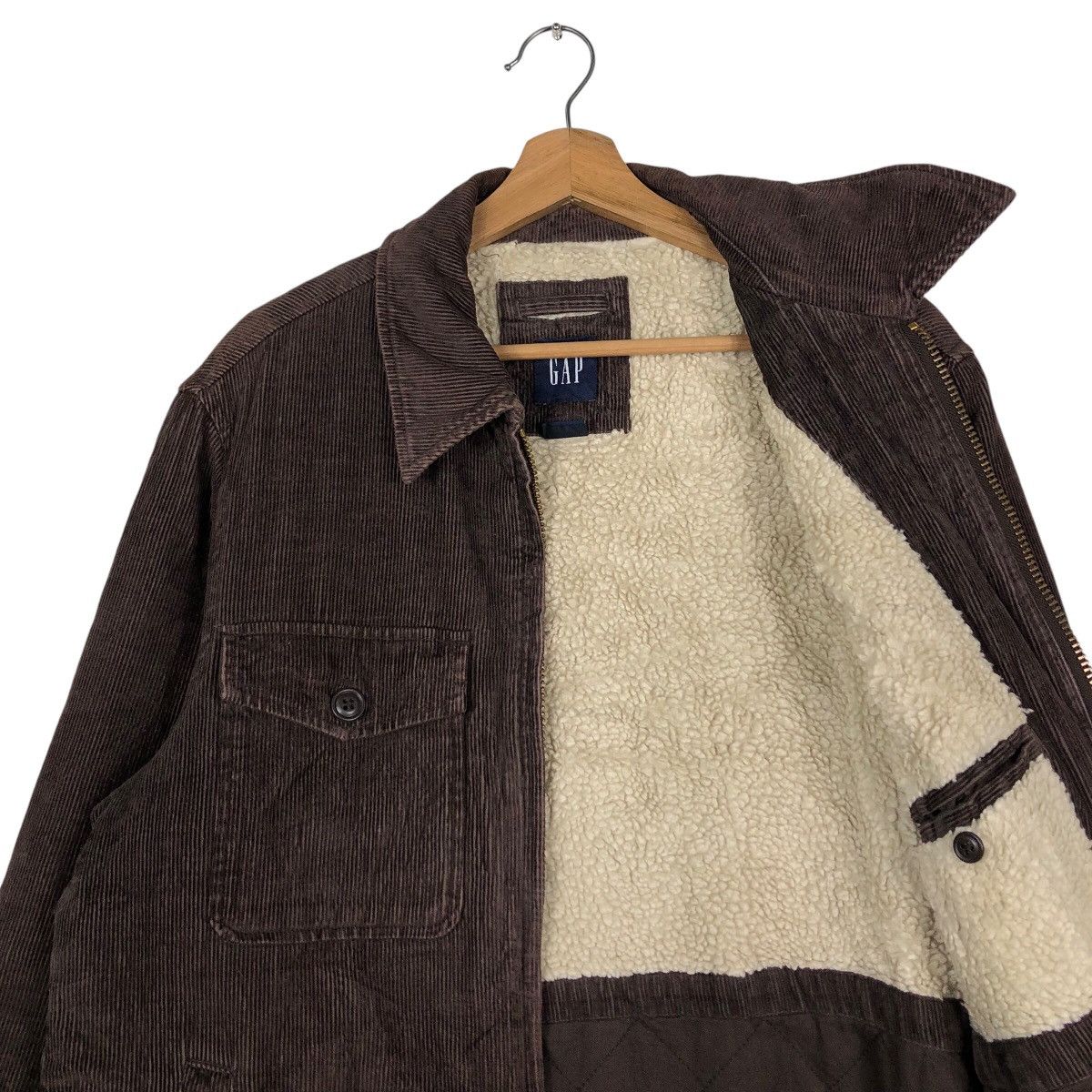 📌Vintage Corduroy Bomber Biker Jacket Gap Shearling