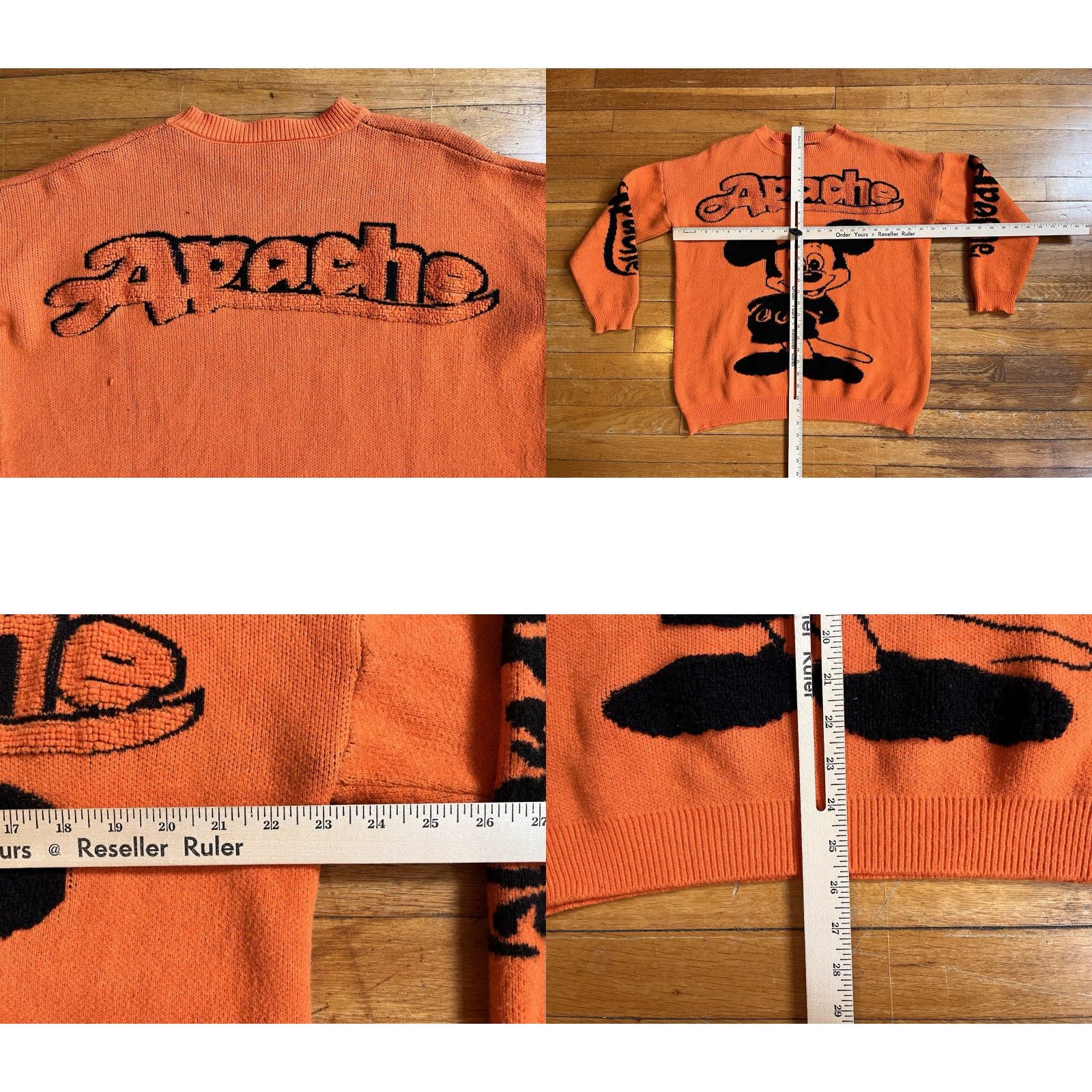 Vintage VINTAGE Apache Mickey Mouse Sweater Men’s XL Orange 90s Graphic Print Crew Neck Pullover knit Size US XL / EU 56 / 4 - 8 Thumbnail