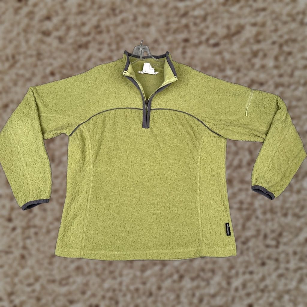 Vintage Columbia Fleece Sweater Womens XL Green 1/4 Zip Mock Neck Pocket Sleeve Hiking Size XL / US 12-14 / IT 48-50 - 1 Thumbnail