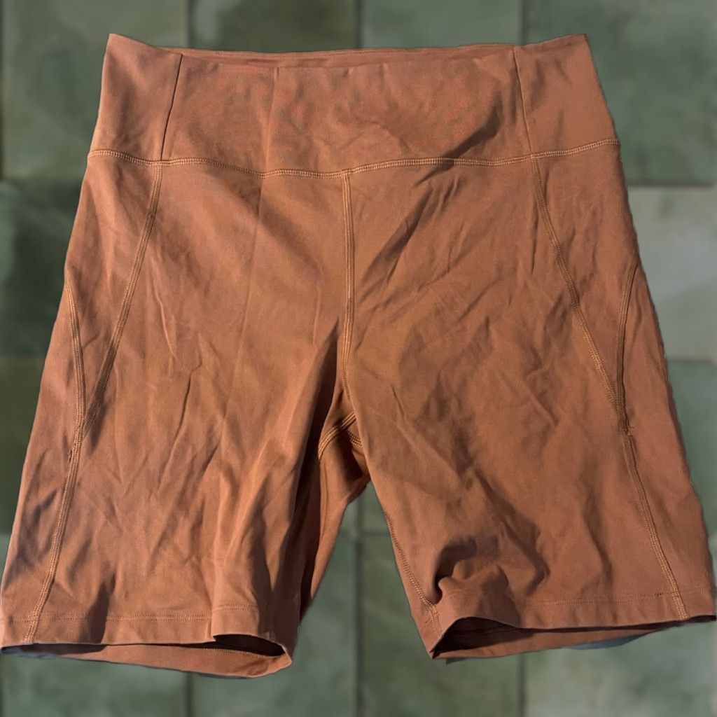 Girlfriend Collective VINTAGE Girlfriend Collective High Rise Biker Shorts 2XL Burnt Orange Women's Size 40" / US 18 - 1 Thumbnail