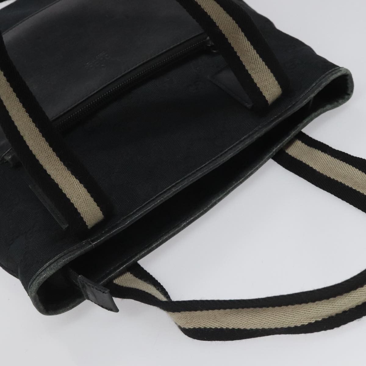 Gucci GUCCI GG Canvas Sherry Line Tote Bag Black White 019 0402 Size ONE SIZE - 6 Thumbnail