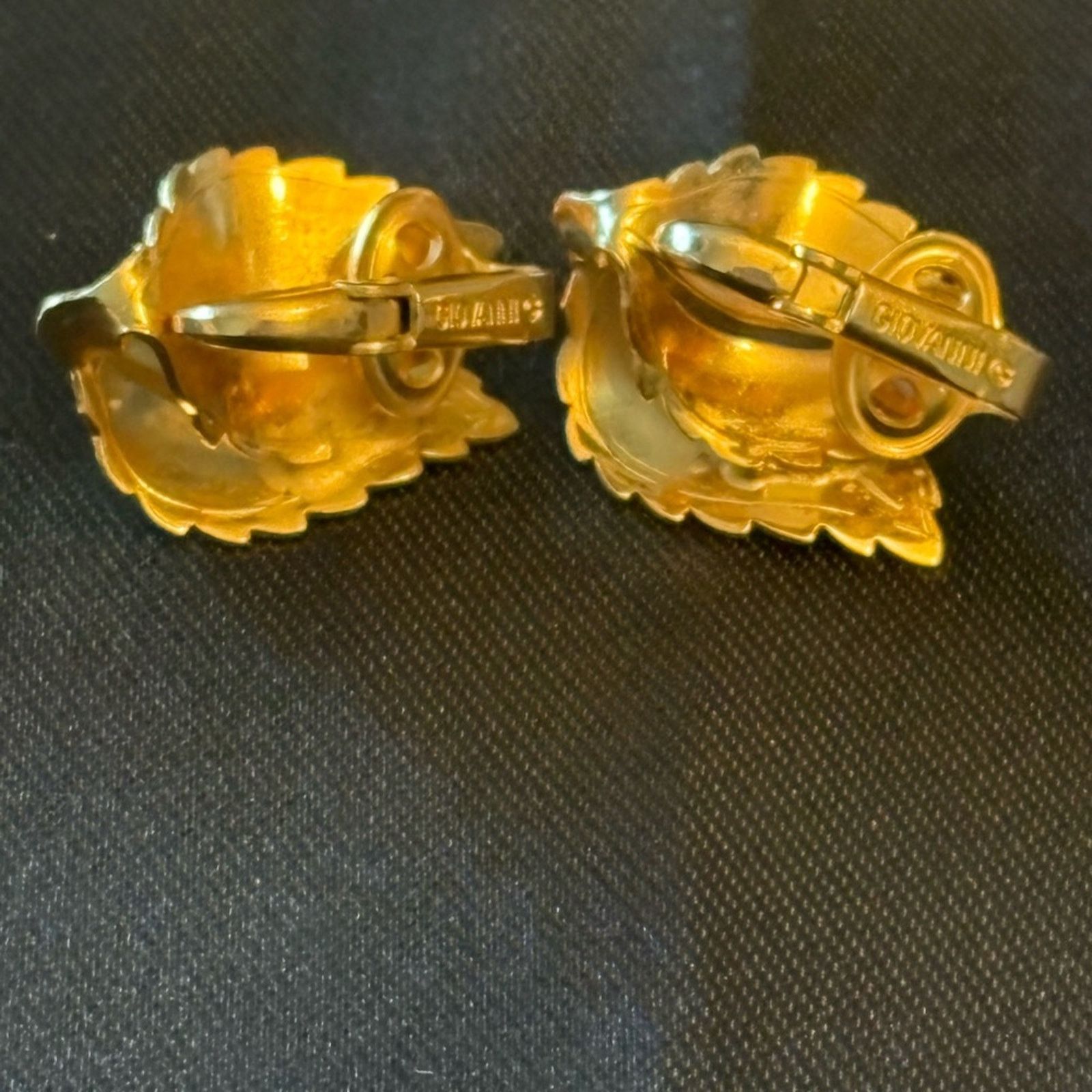 Other Vintage Signed GIOVANNI Double Leaf CLIP ON Earrings Size ONE SIZE - 8 Thumbnail