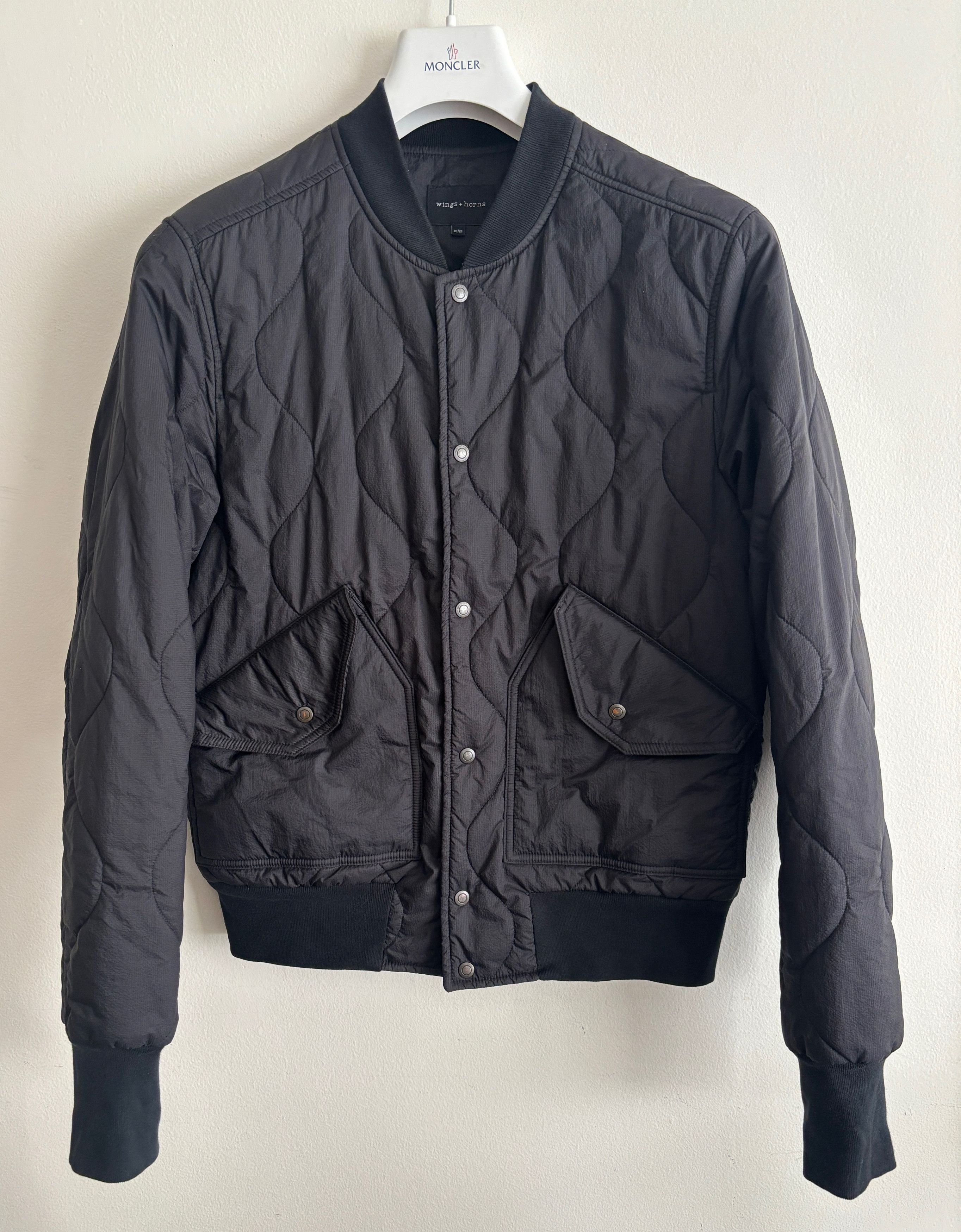 Wings + Horns $ Black Nylon Quilted Primaloft Combat Bomber Jacket - Small Size US S / EU 44-46 / 1 - 5 Thumbnail