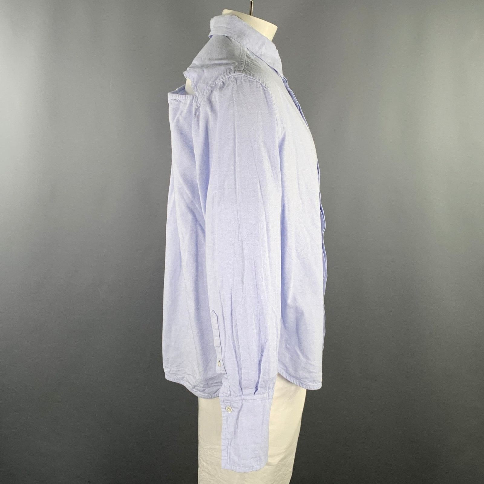 Other K.NGSLEY Size L Blue Woven Cotton Hidden Placket LS Shirt Size US L / EU 52-54 / 3 - 3 Thumbnail