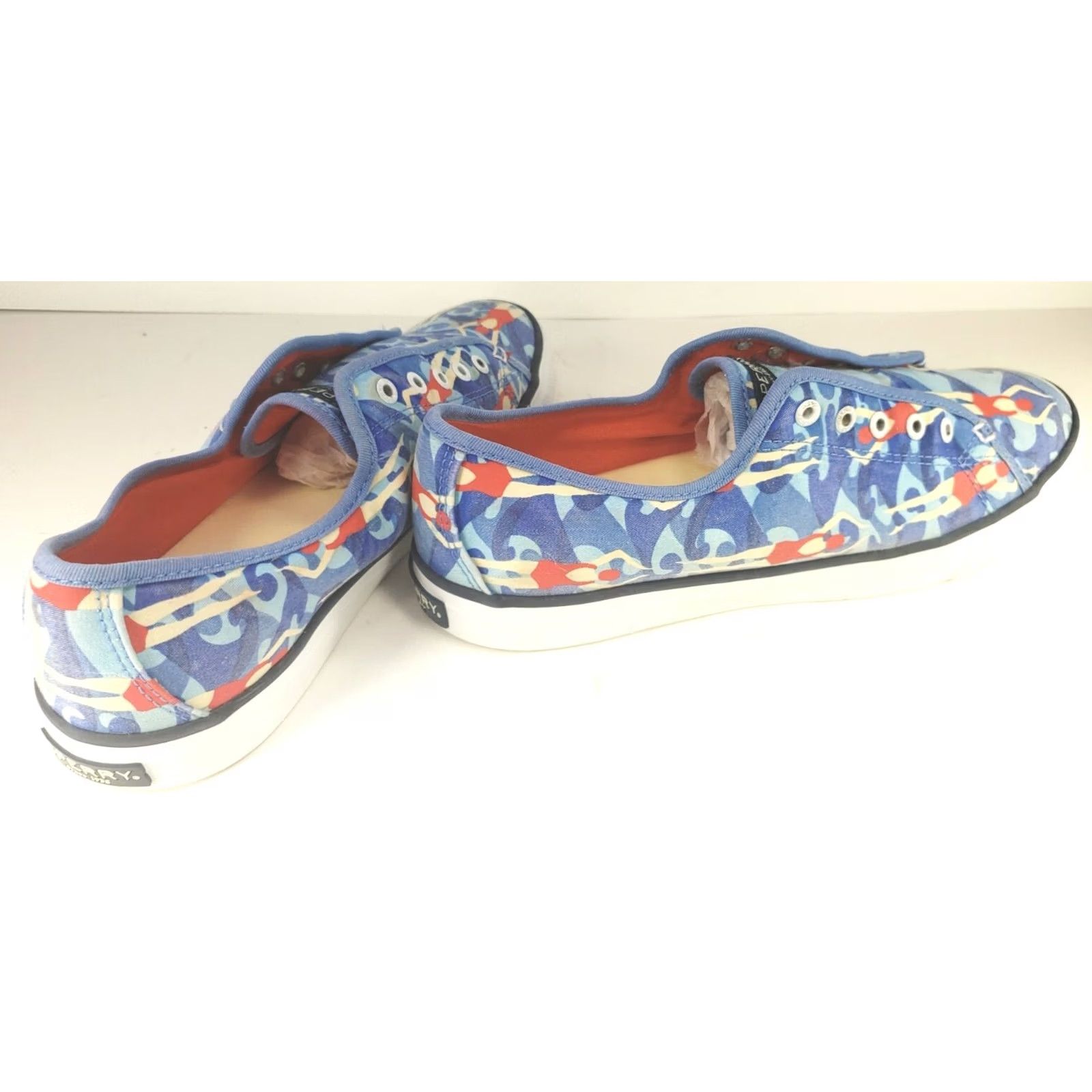 Sperry Sperry Top-Sider Women's Size 9M Sneaker Athletic Swimming Blue Casual Slip On Canvas Rubber Logo Swimmer Pattern Top Sider Size US 9 / IT 39 - 4 Thumbnail