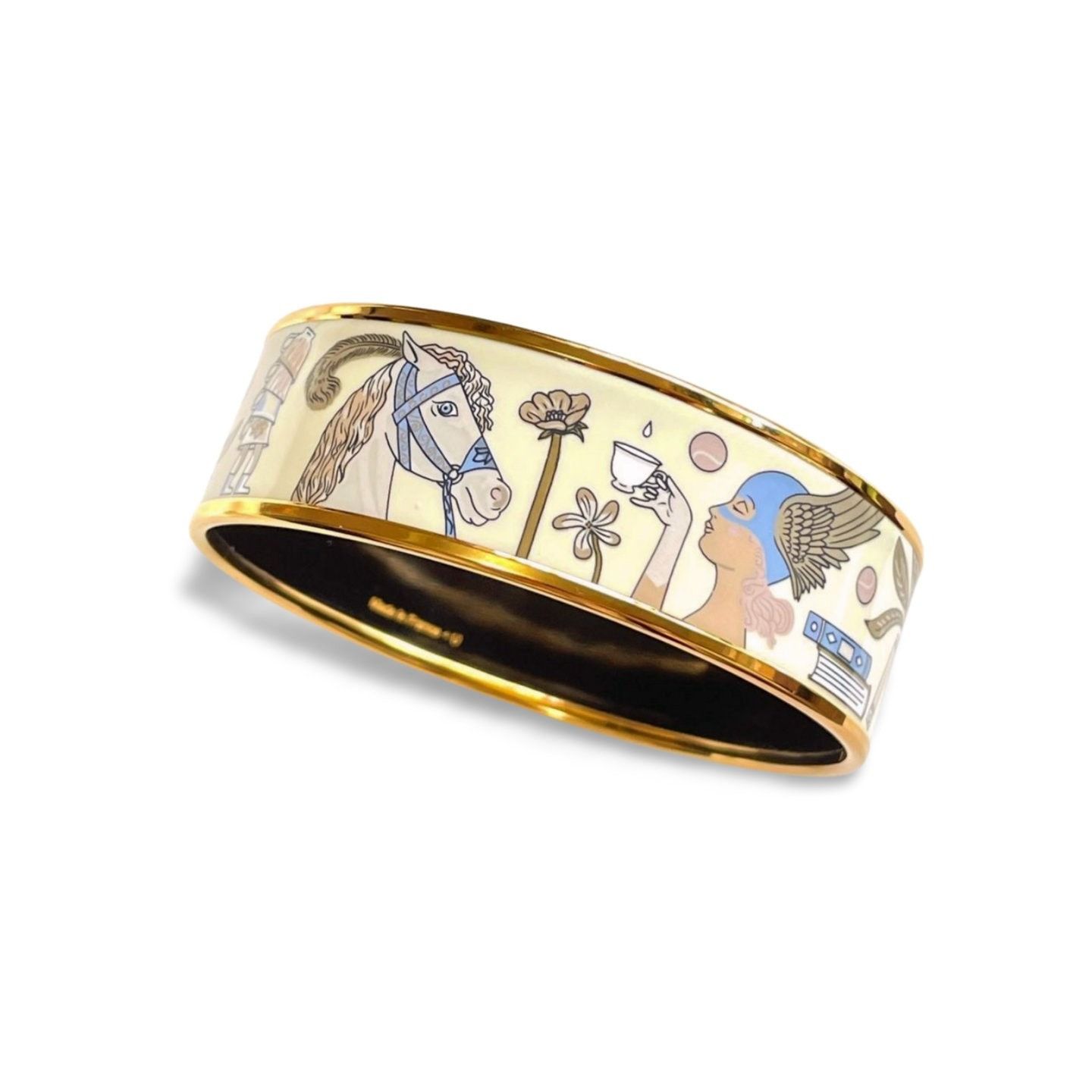 Hermes Vintage Hermes cloisonne enamel golden bangle with rabbit Size ONE SIZE - 5 Thumbnail