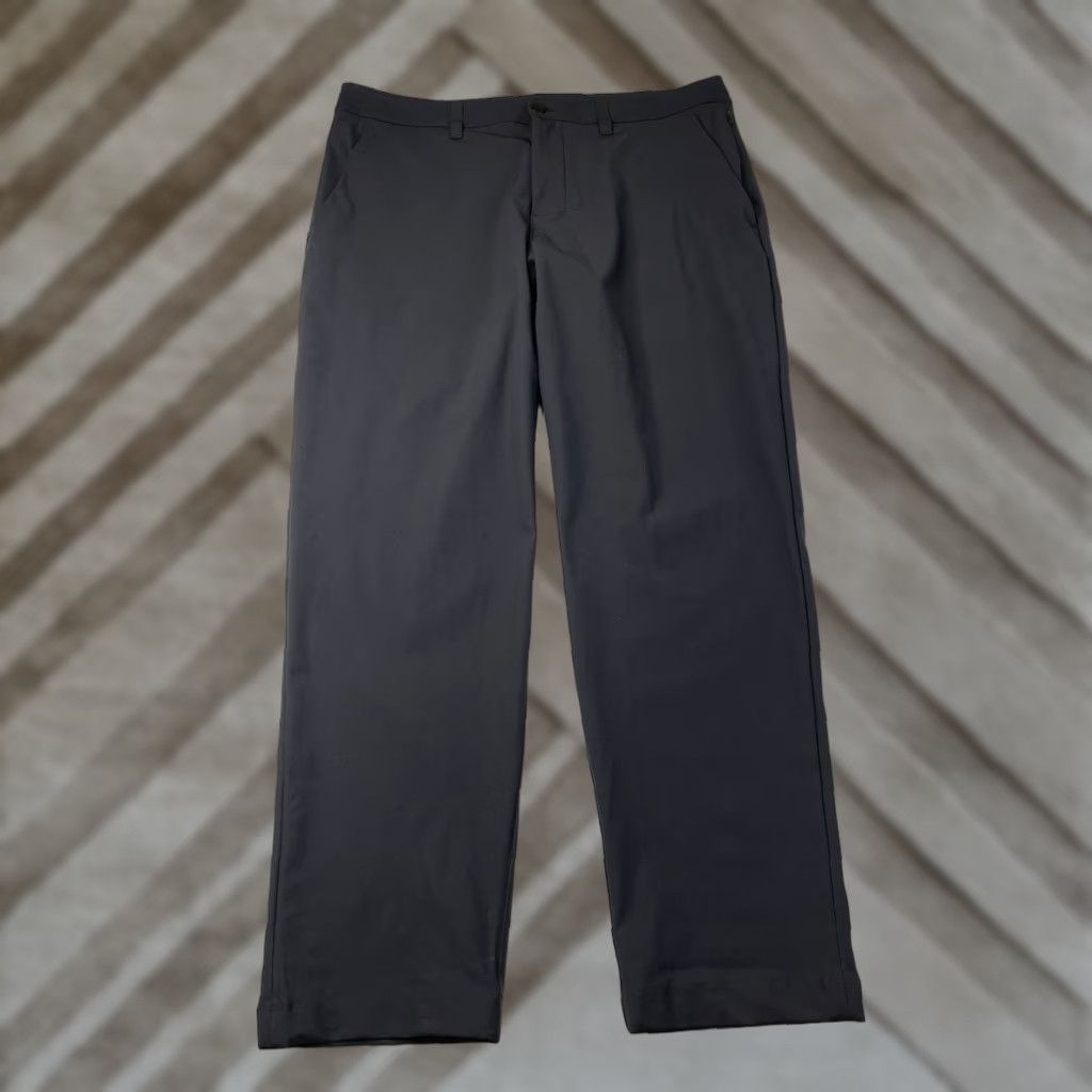 Lululemon ABC Classic Fit 5-Pocket Warpstreme Trouser Pants Mens 34 Black Chino Straight Front Button Zip Comfort Stretch Flat Front Vintage No