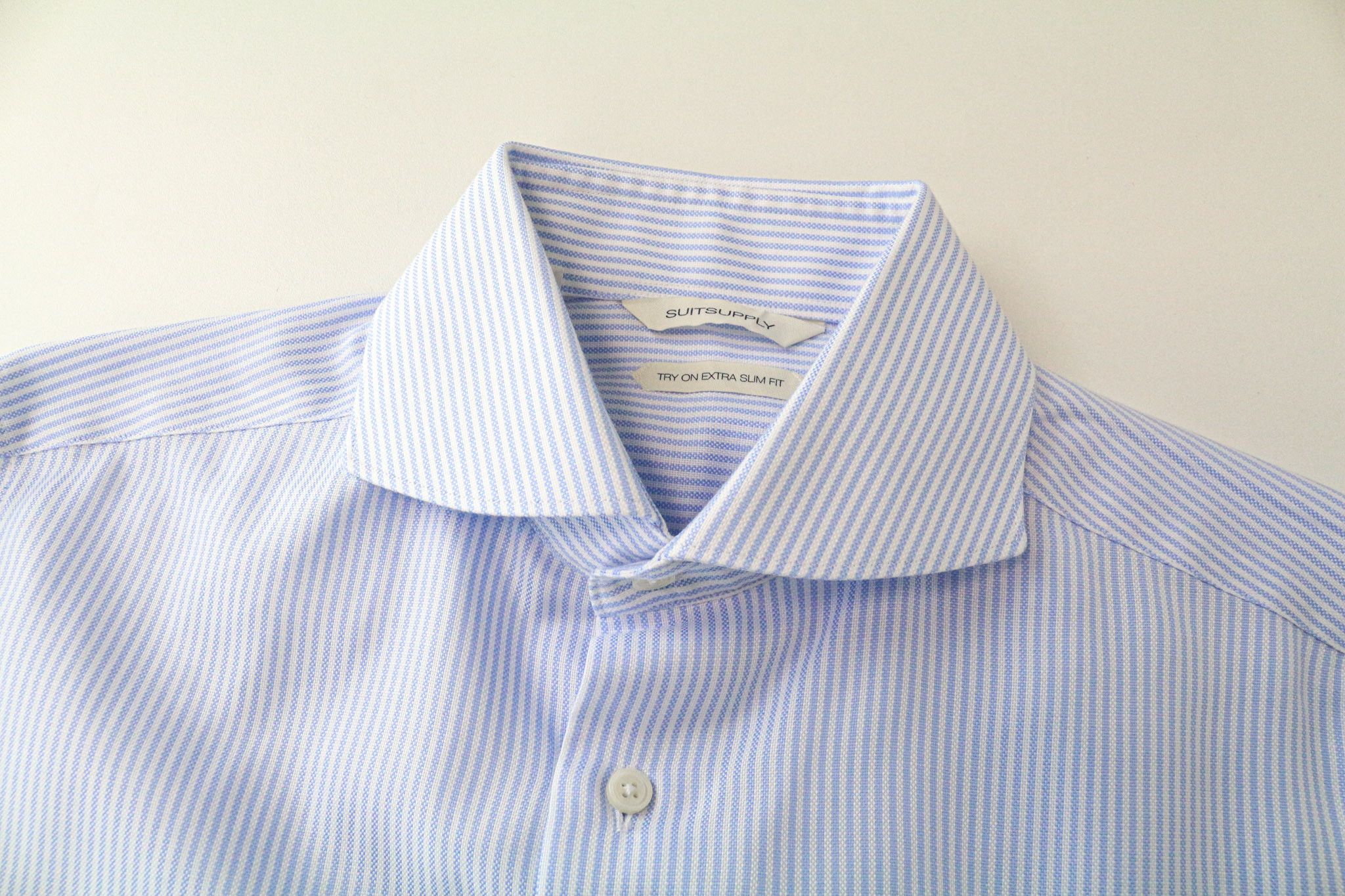 Suitsupply 37/14 1/2 Extra Slim Blue Cotton Stripe Shirt 79235 Size 36R - 3 Thumbnail