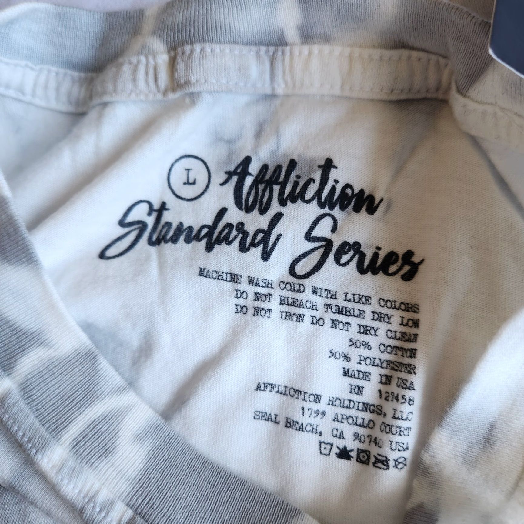 Affliction Affliction Standard Series Women's L White Grey Tie-Dye T-Shirt Biker USA Made Tee Size L / US 10 / IT 46 - 5 Thumbnail