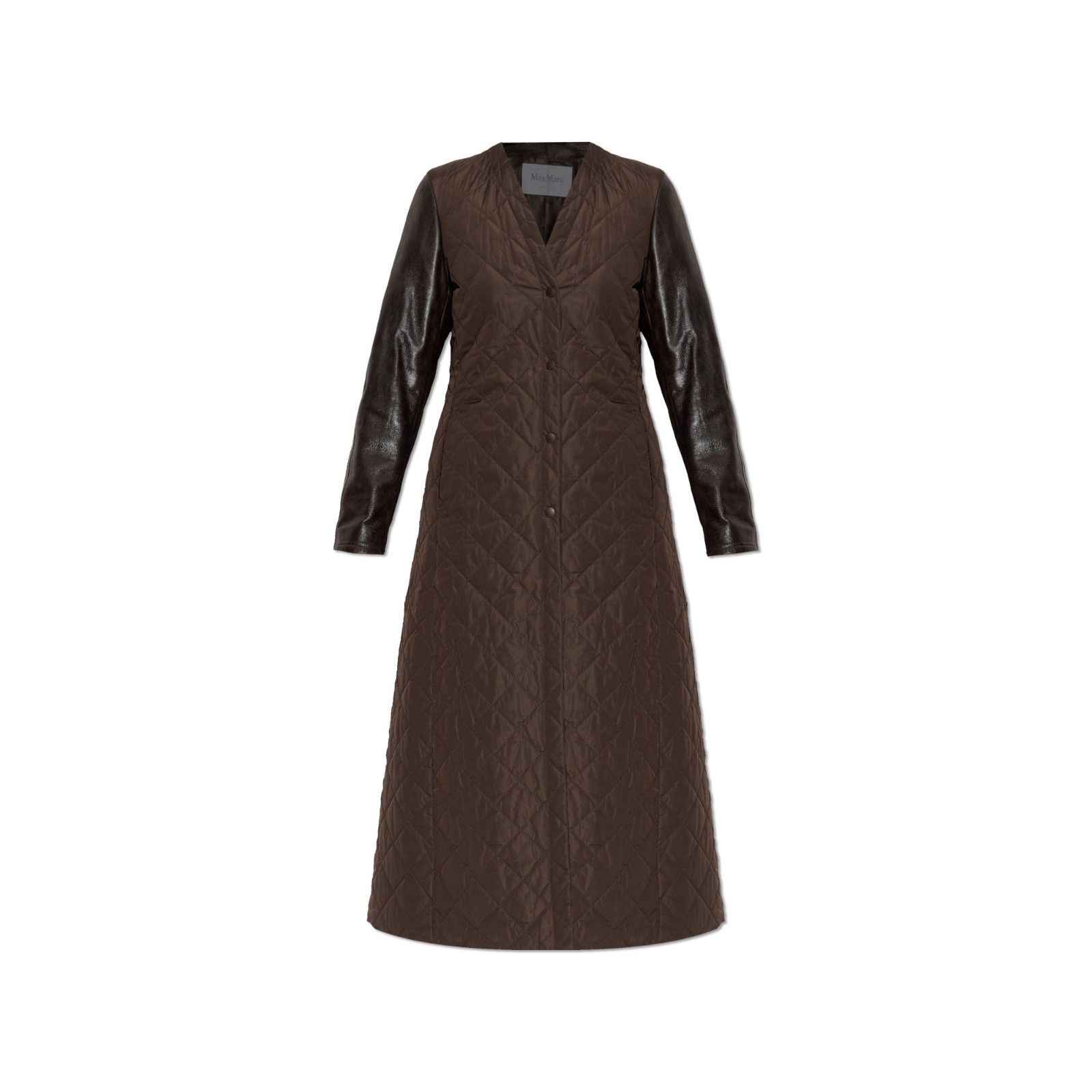 Max Mara MAX MARA Berta Quilted Brown Long Coat New & Authentic (Wome Size S / US 4 / IT 40 - 1 Preview
