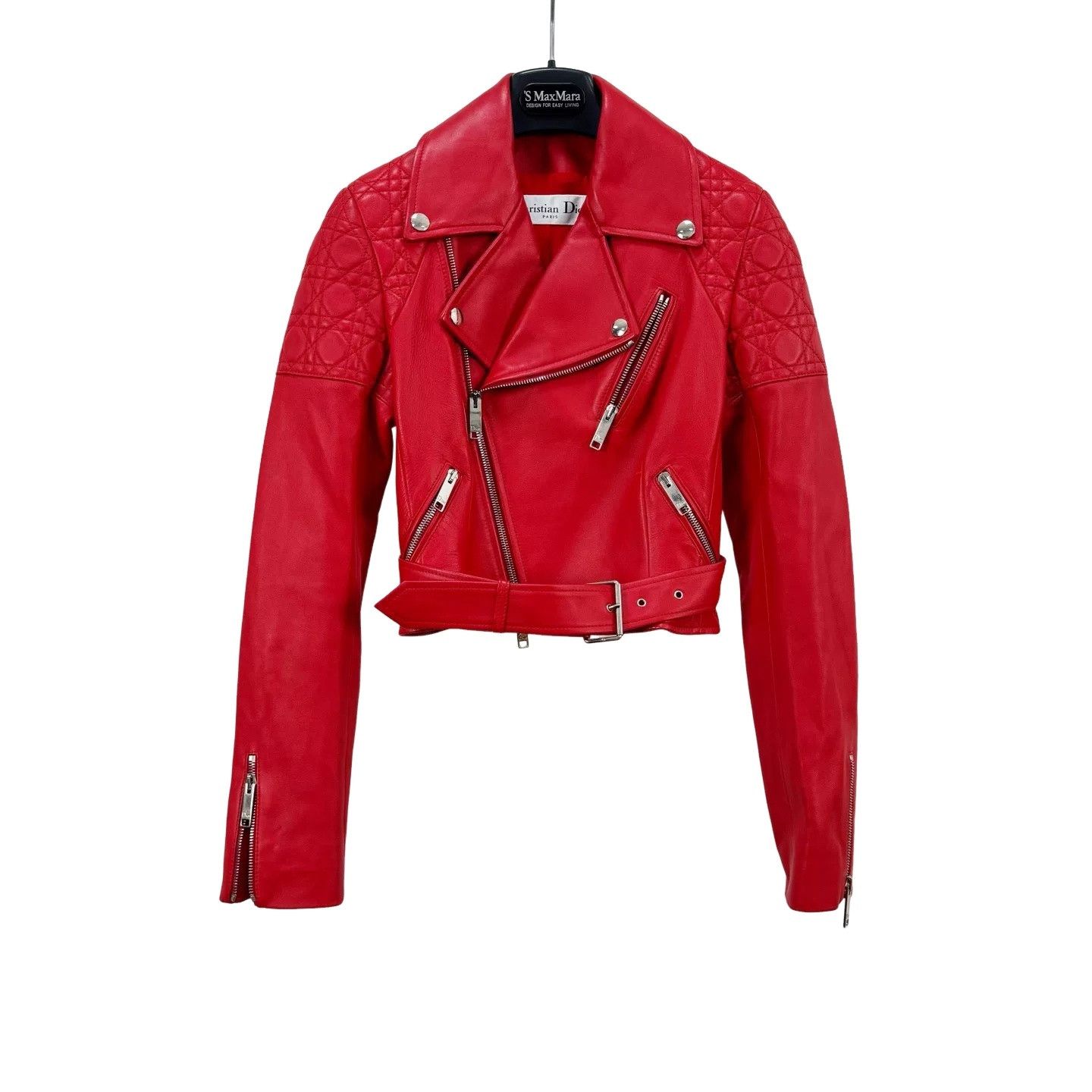 Dior Dior Red Quilted Lambskin Biker Jacket Size 36 Size XS / US 0-2 / IT 36-38 - 1 Thumbnail