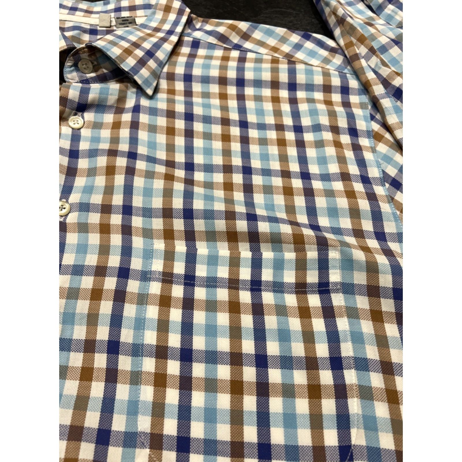 Vintage Haupt Mens Dress Shirt XL Long Sleeve Plaid Blue Business Formal Workwear 17.5 Neck Size 46R - 3 Thumbnail