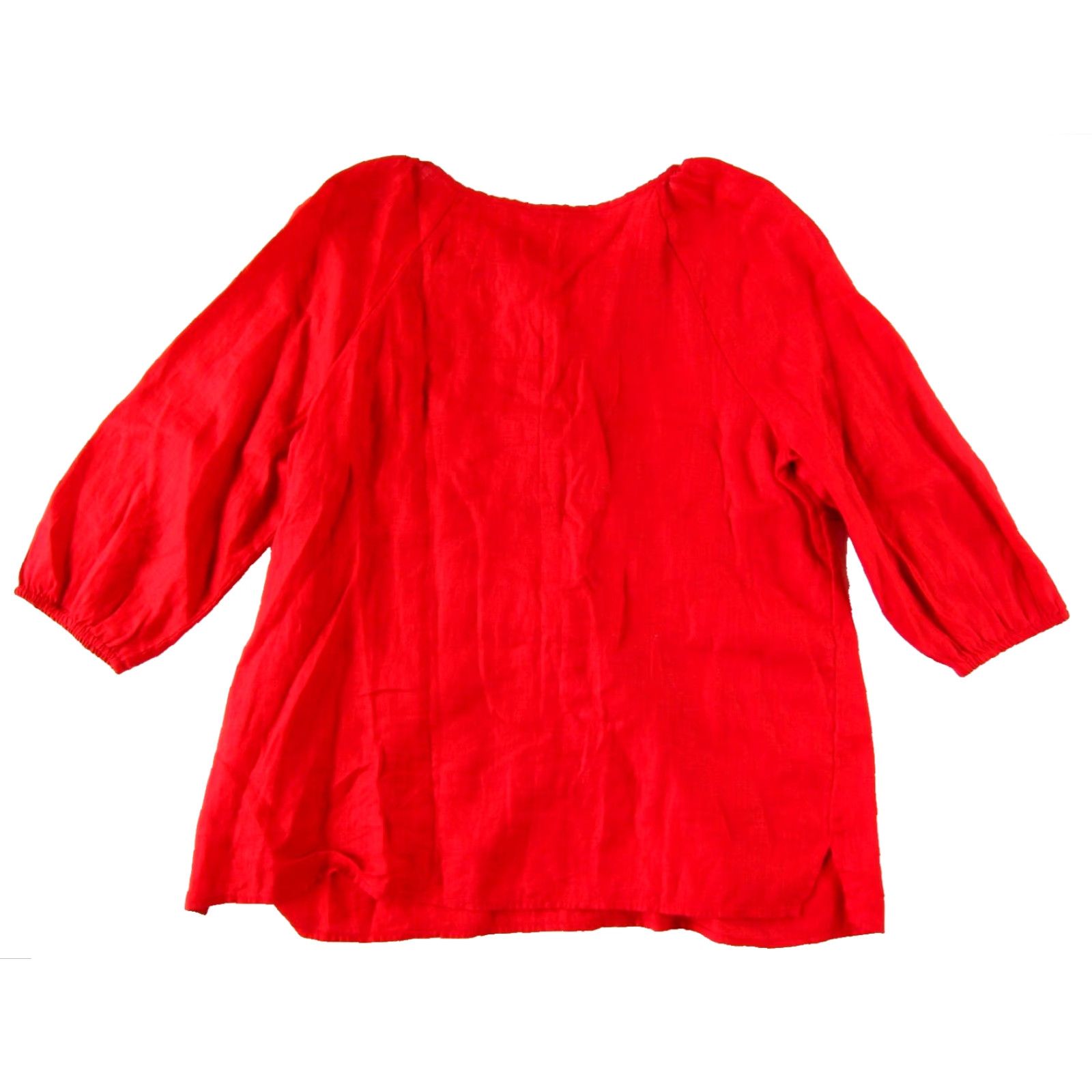 Charter Club Charter Club Luxury Linen Red White Blue Embroidered 3/4 Sleeve Tunic Blouse L Size L / US 10 / IT 46 - 2 Thumbnail