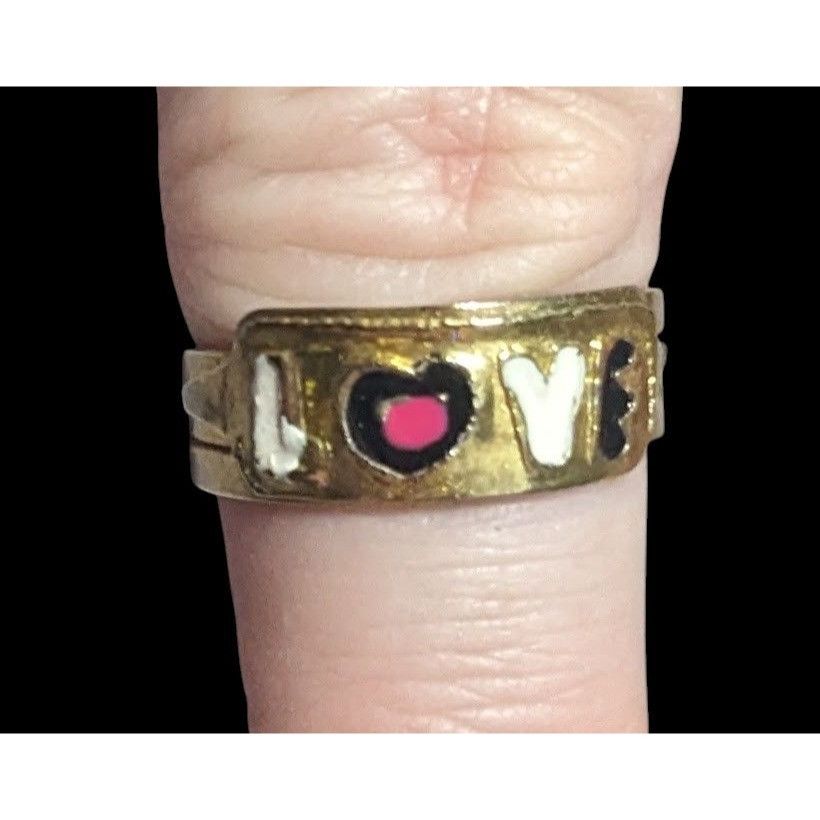 Other Coquette Gold Tone Enamel Filled Love Ring Size 8 Size ONE SIZE - 5 Thumbnail
