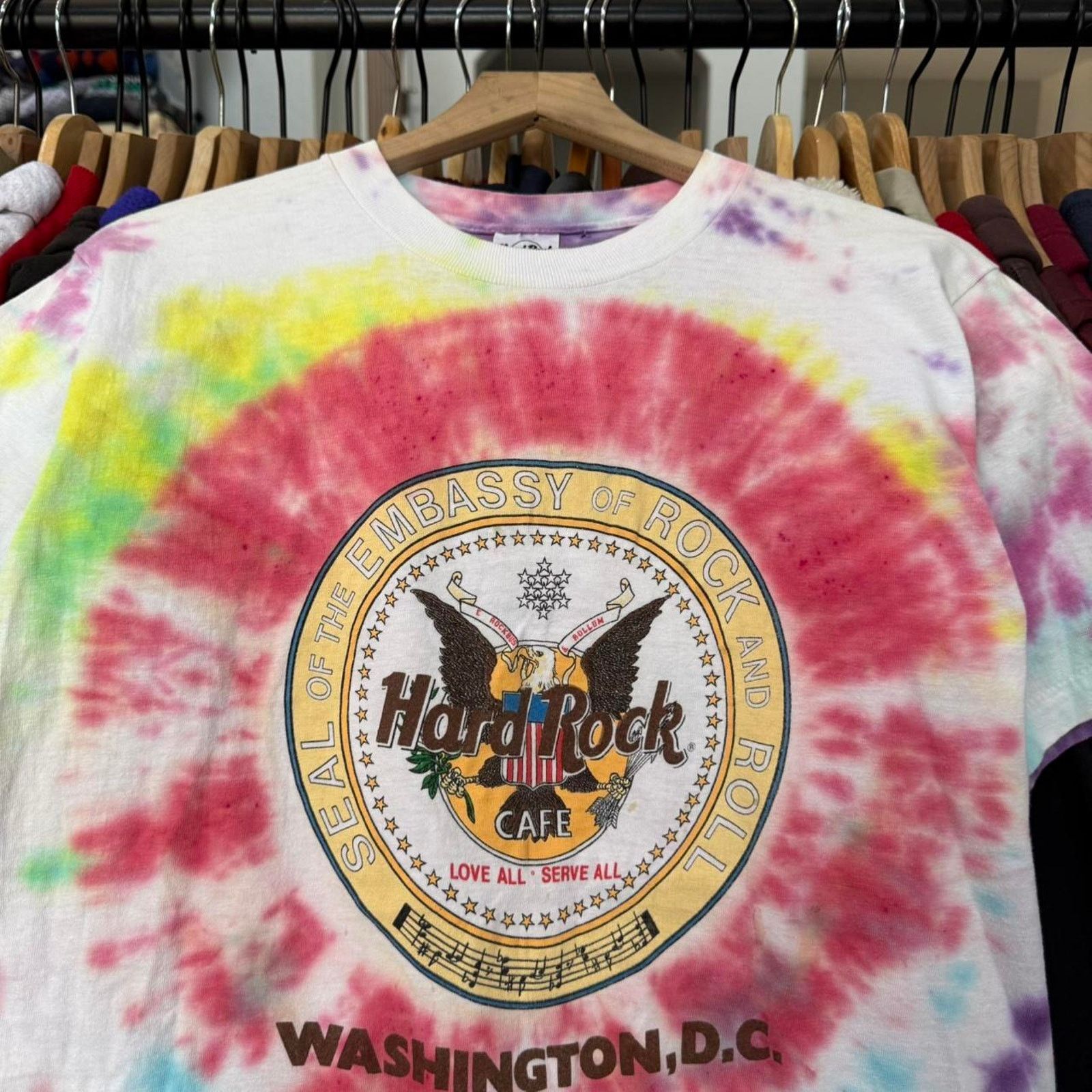 Hard Rock Cafe Vintage 90s Hard Rock Cafe Washington D.C. Tie Dye T-Shirt Size US L / EU 52-54 / 3 - 2 Thumbnail