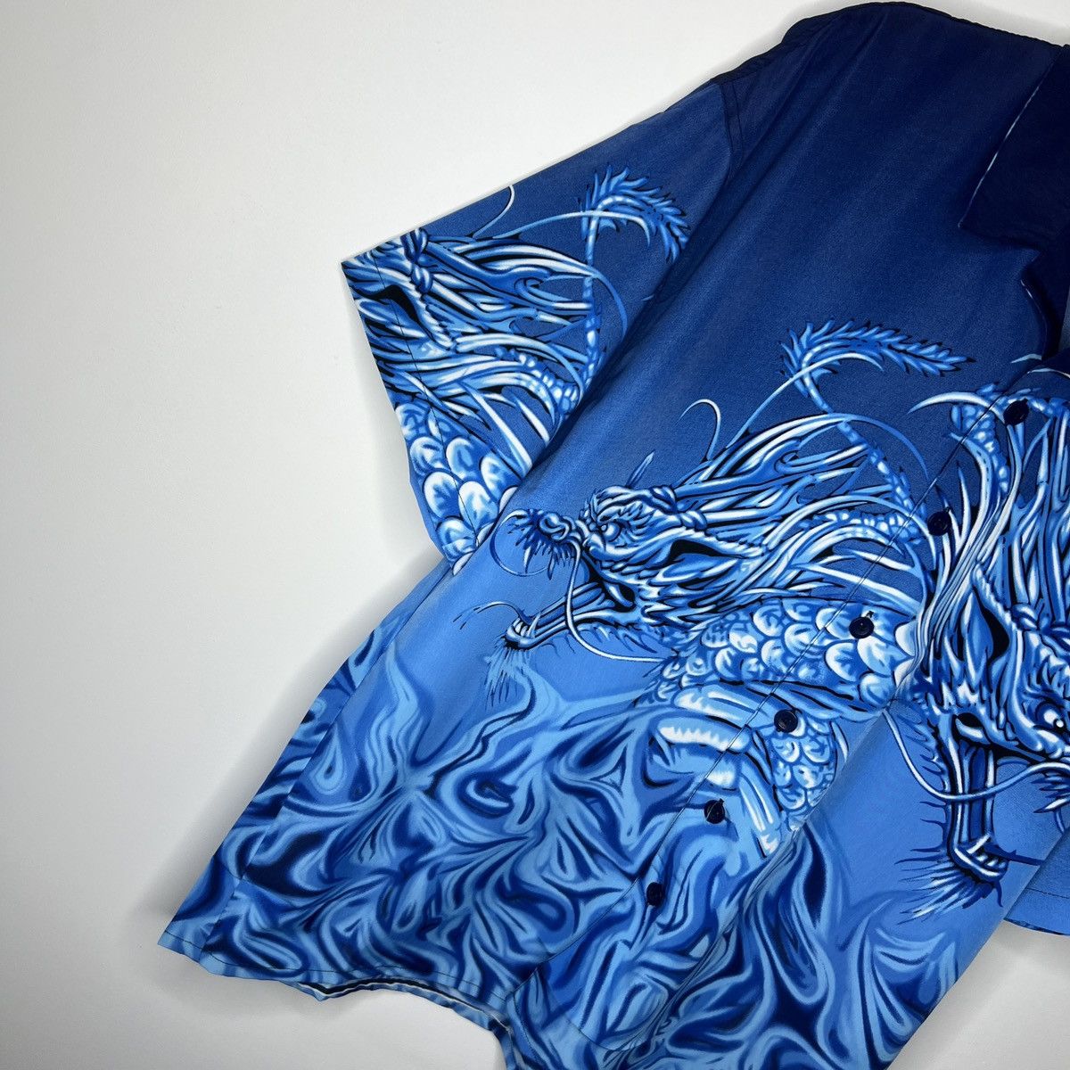 Japanese Brand × Vintage Vintage Japanese Crazy Shirt Dragon Summer Overprint 90s Size US XL / EU 56 / 4 - 3 Thumbnail