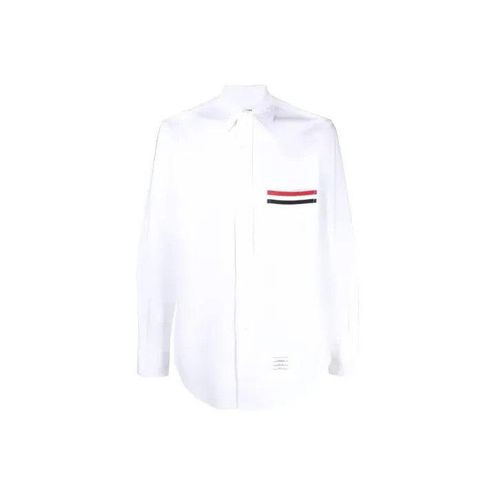 Thom Browne Thom Browne Striped Pocket Oxford Shirt for Men 0079 Size US S / EU 44-46 / 1 - 1 Thumbnail