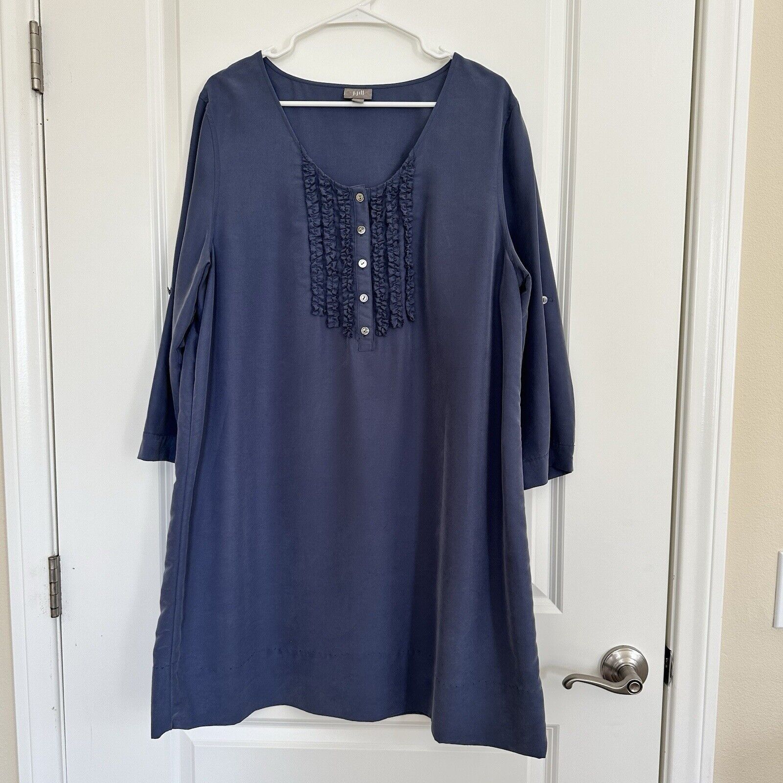 Other J Jill Blue Tunic Shirt Dress Ruffle Accents Size XL Size XL / US 12-14 / IT 48-50 - 1 Thumbnail