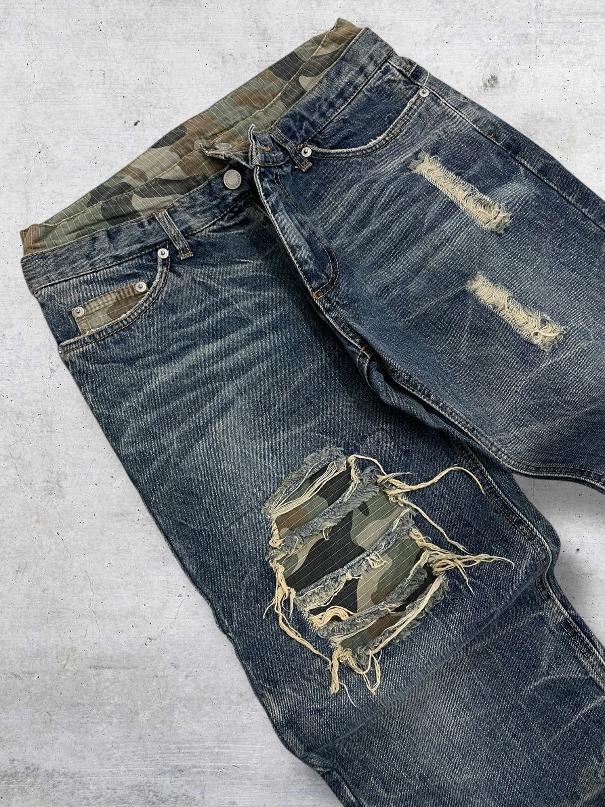 Japanese Brand VINTAGE ATTACHTMENT 90S JAPAN DOUBLE WAIST ARMY RIPPED DENIM Size US 30 / EU 46 - 7 Thumbnail