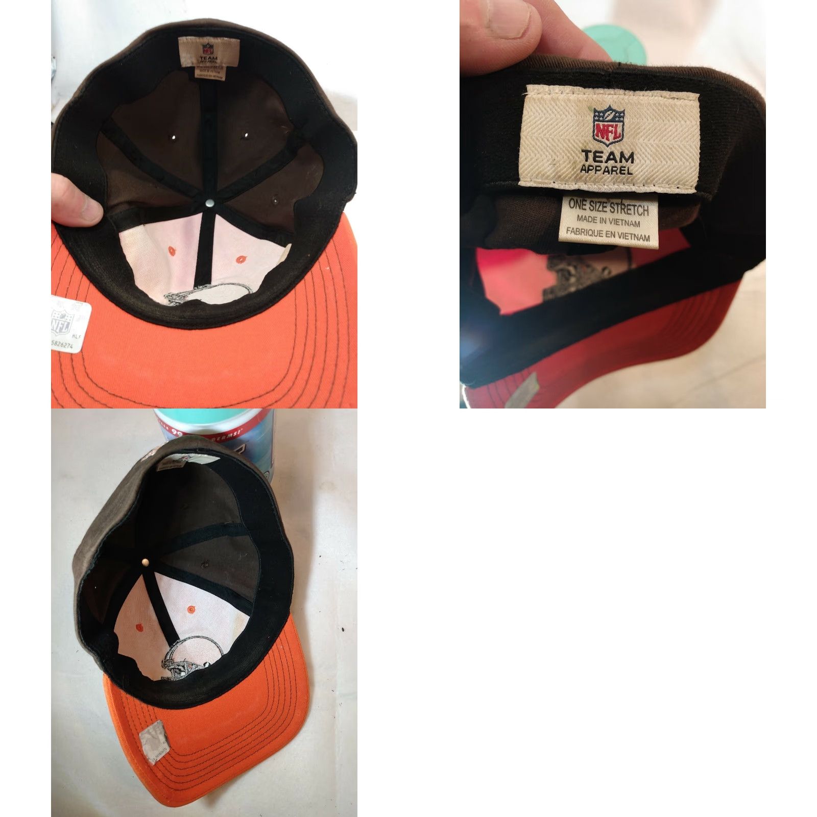 NFL VINTAGE NFL Cleveland Browns Hat One Size Stretch Fitted 7"-7 1/8" Baseball Cap Mens Brown Orange Canvas Cotton Blend Sports USA Browns Size ONE SIZE - 8 Thumbnail