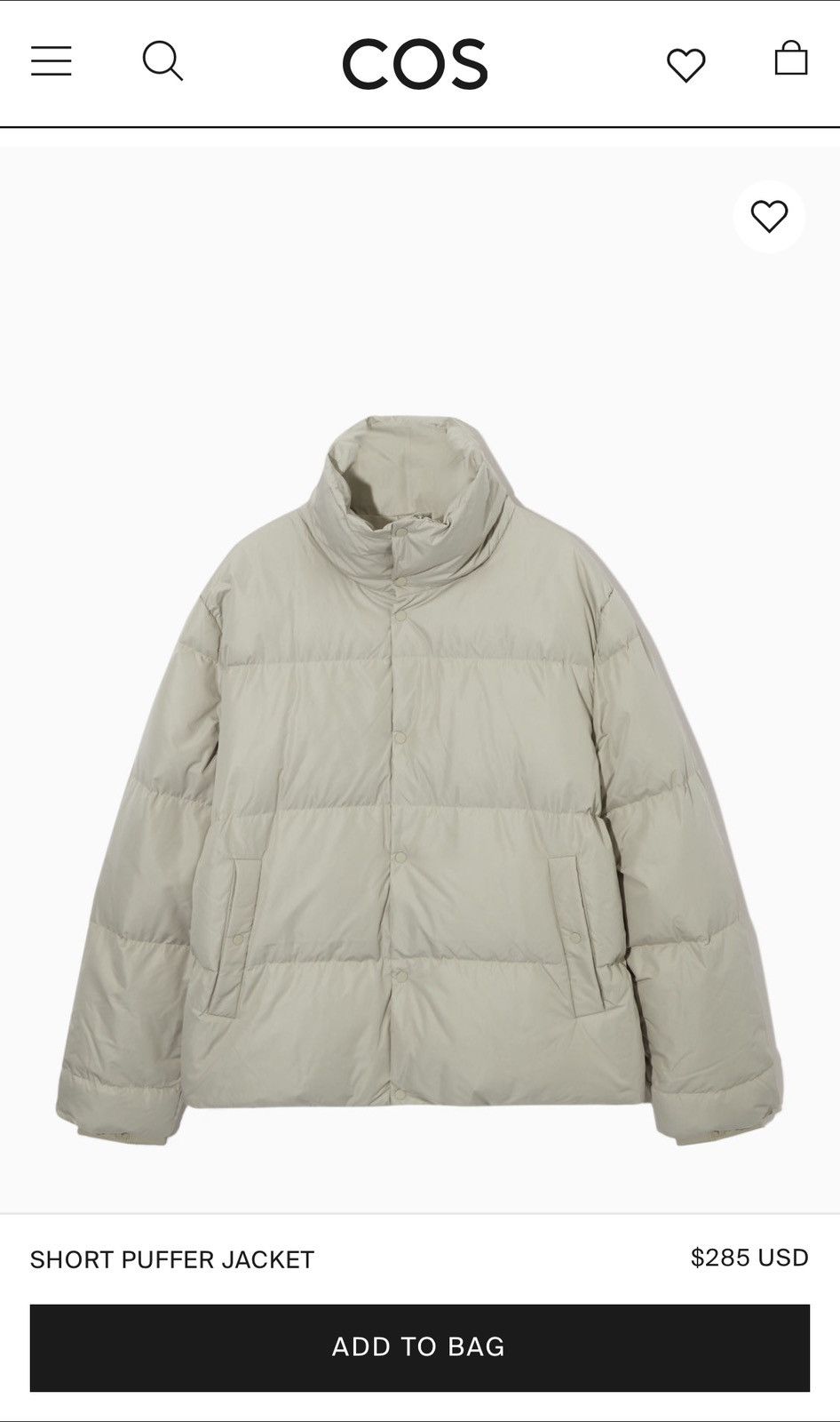 Cos COS Men Short Puffer Jacket Size US S / EU 44-46 / 1 - 12 Thumbnail