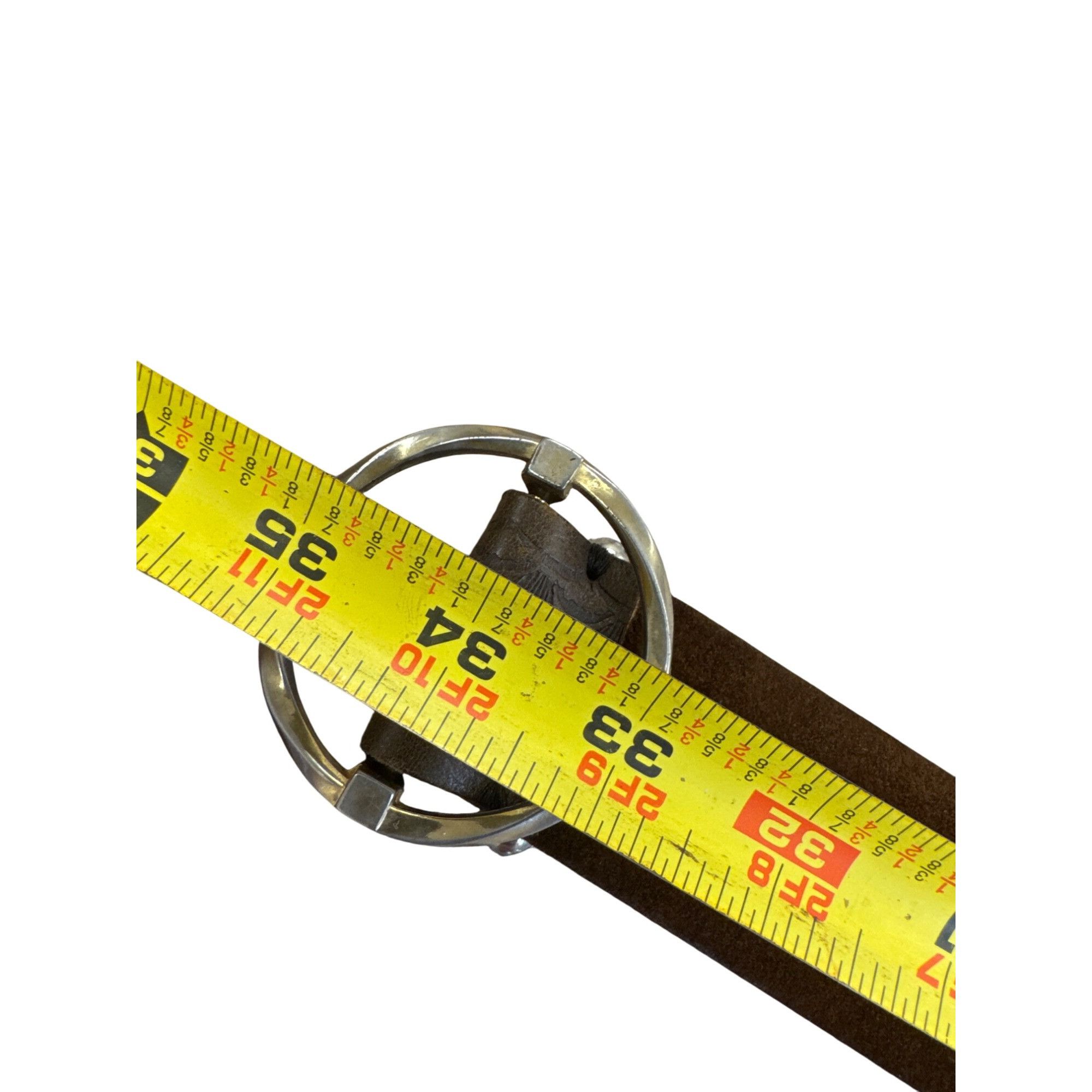 Vintage Vintage Womens Brown Leather Belt With Silver-Tone Circular Size ONE SIZE - 5 Thumbnail