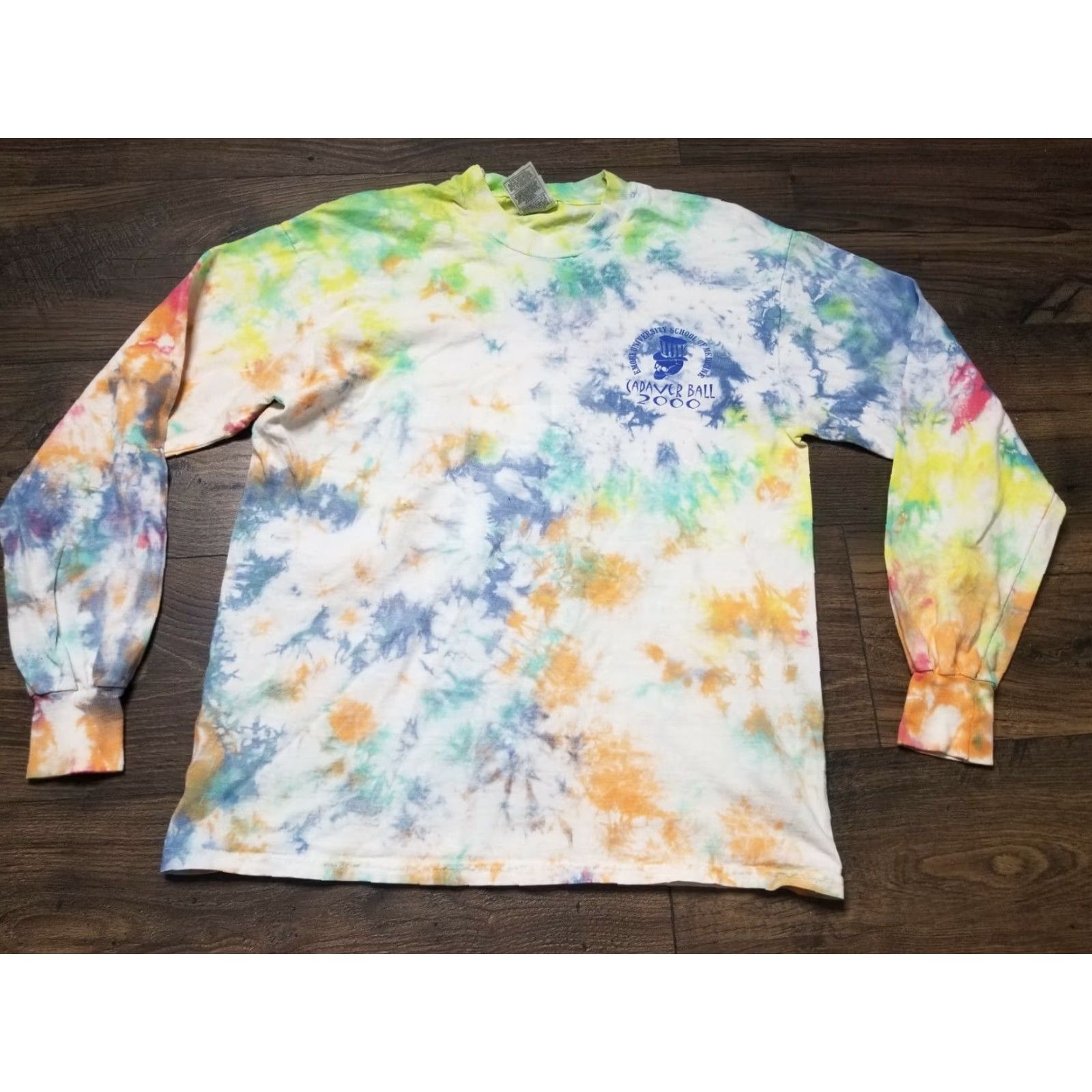 Fruit Of The Loom VINTAGE 2000 Mens L Emory University Cadaver Ball Long Sleeve T-Shirt A Tie Dye Size US L / EU 52-54 / 3 - 3 Thumbnail