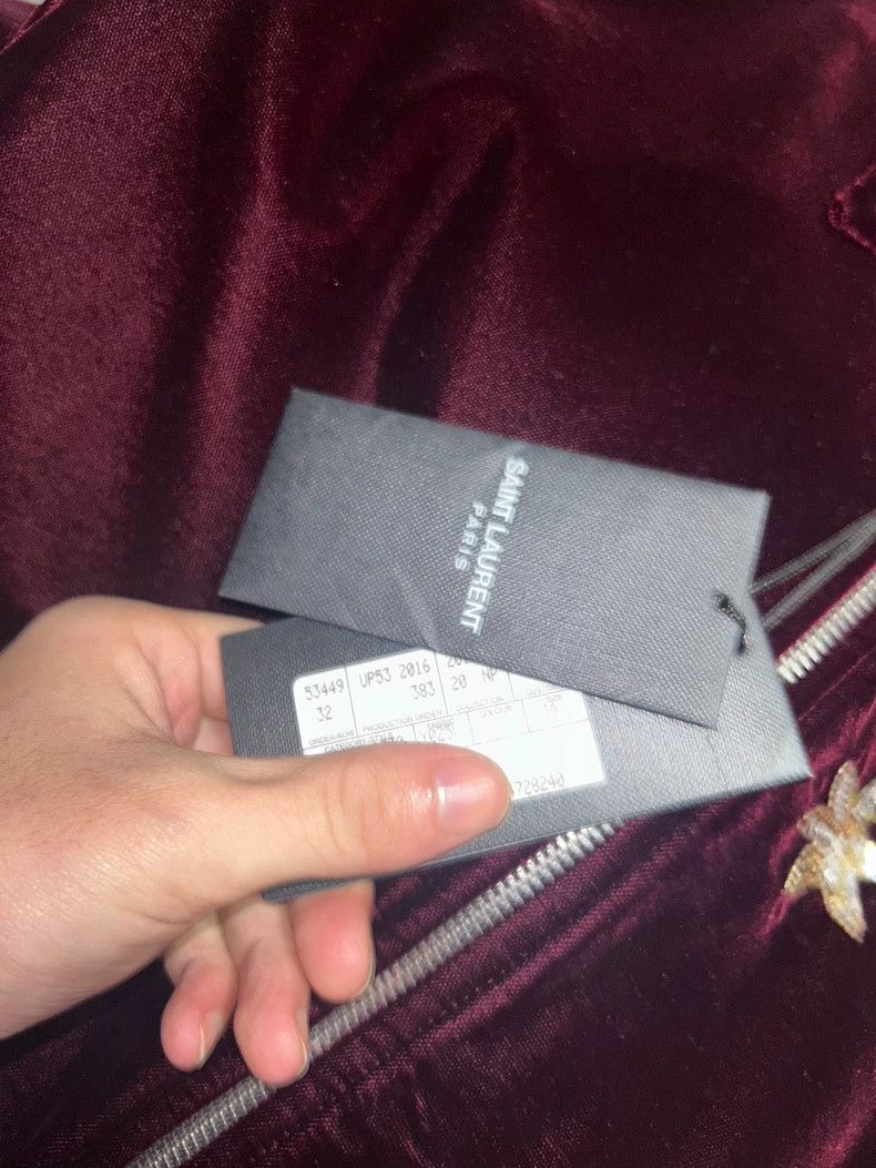 Yves Saint Laurent Saint Laruent 16 FW Burgundy Velvet Starmoon Jacket 2502-Ne Size US S / EU 44-46 / 1 - 6 Thumbnail