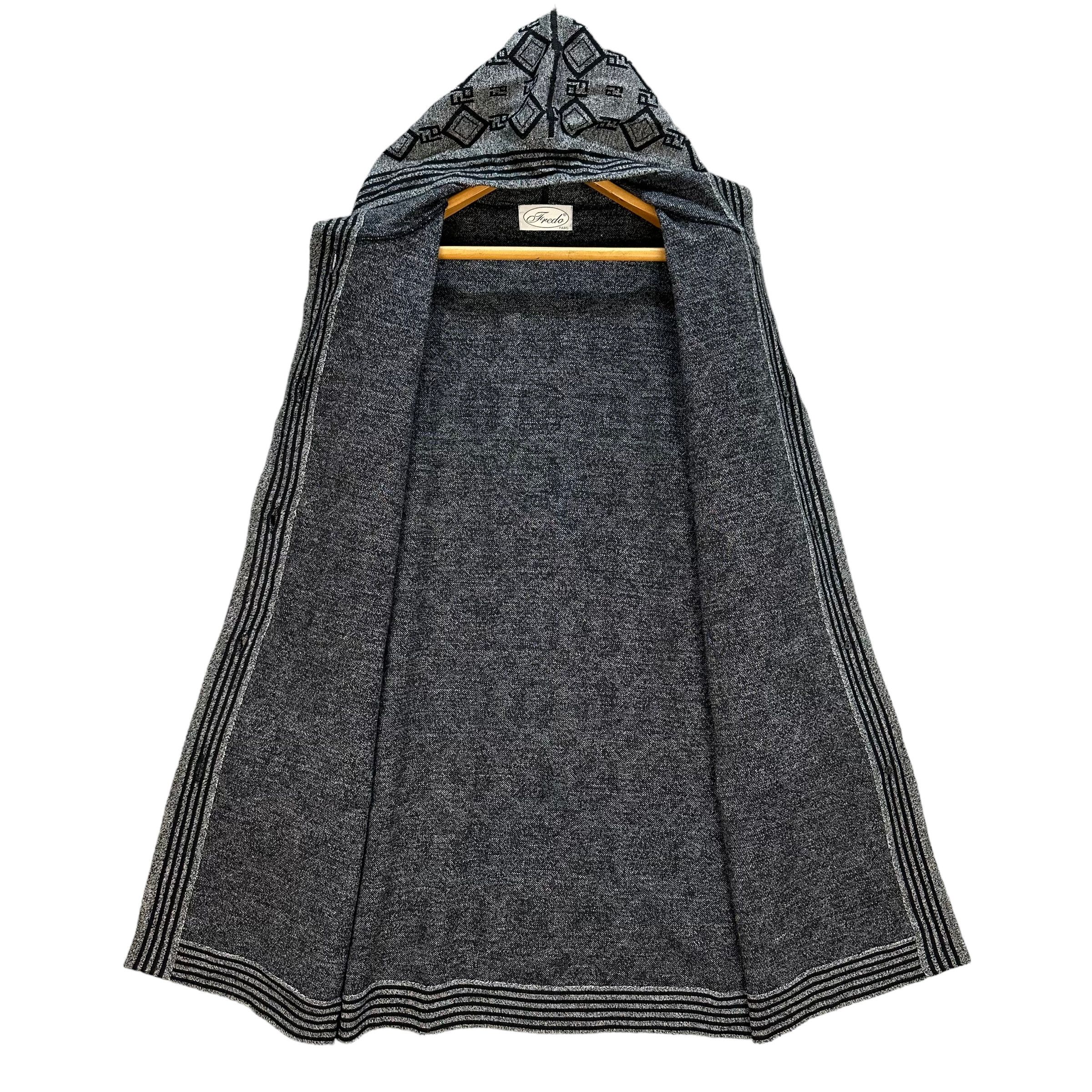 Japanese Brand FREDO Paris Monogram Hooded Long Jacket #A8-0199 Size L / US 10 / IT 46 - 6 Thumbnail