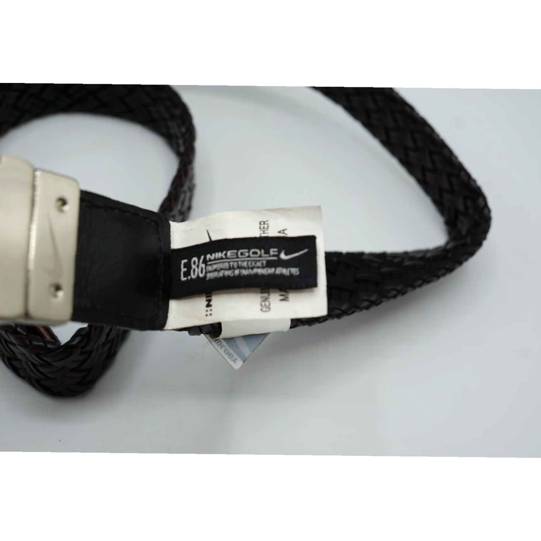 Nike Nike Golf Belt Swoosh Reversible Braided Black Tan Silver Buckle Belt – Nike – 1-1/4" – 44" Overall – Womens Size ONE SIZE - 2 Thumbnail