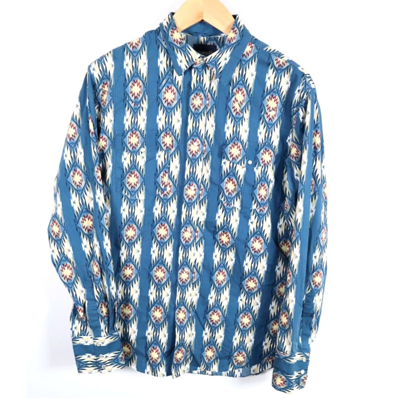 Wrangler VINTAGE Wrangler Western Shirt Men's Large Blue Aztec Pattern Navajo Southwestern Shirt Size US L / EU 52-54 / 3 - 2 Thumbnail