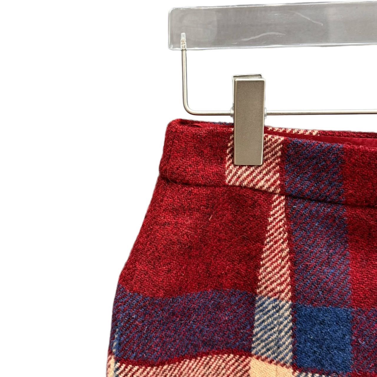 Chanel Chanel Red Plaid Wool Skirt K26WX Size 25" / US 0 / IT 36 - 3 Thumbnail
