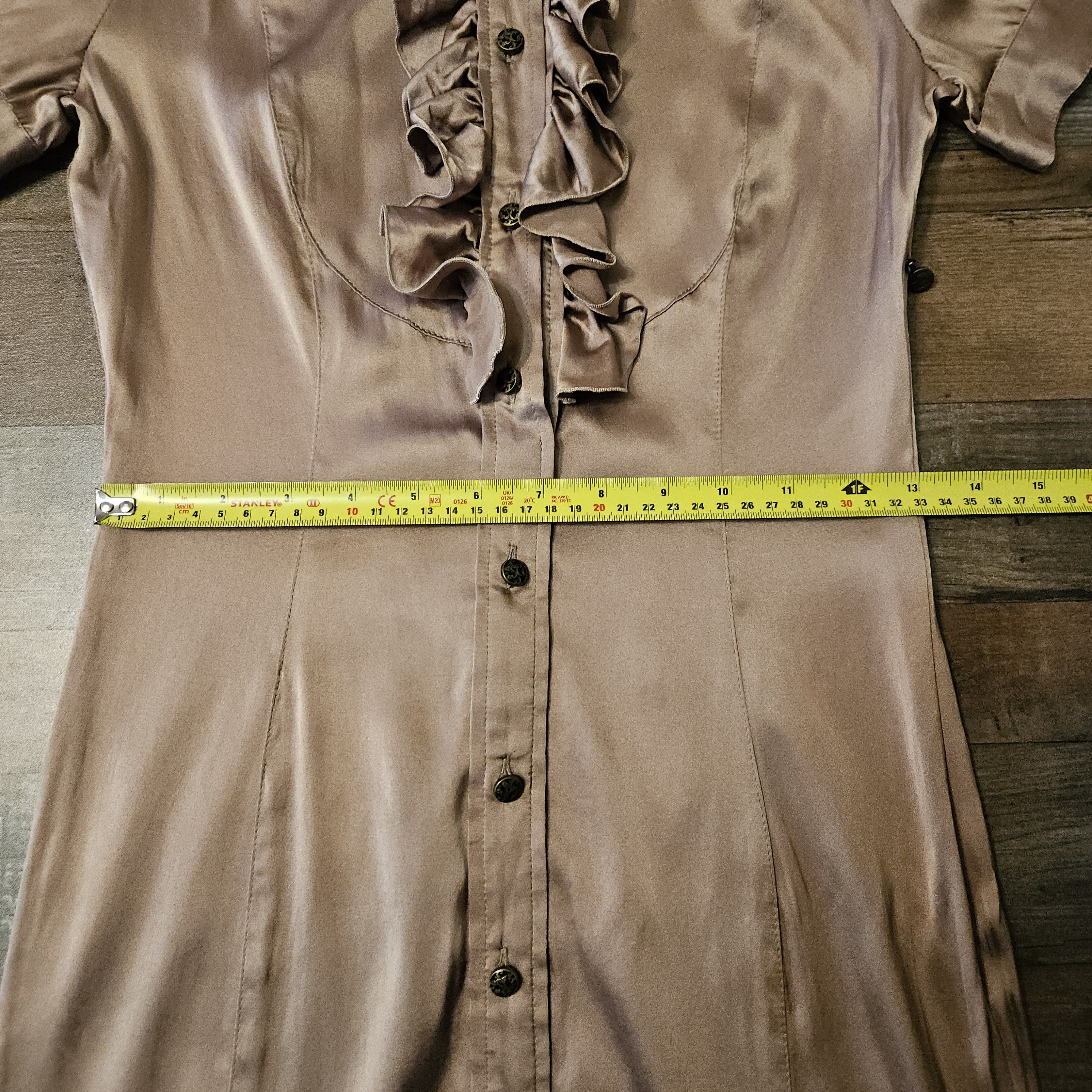 Just Cavalli Just Cavalli Silk Shirt Dress Satin Ruffle Stretch Midi 40/S Size S / US 4 / IT 40 - 18 Thumbnail