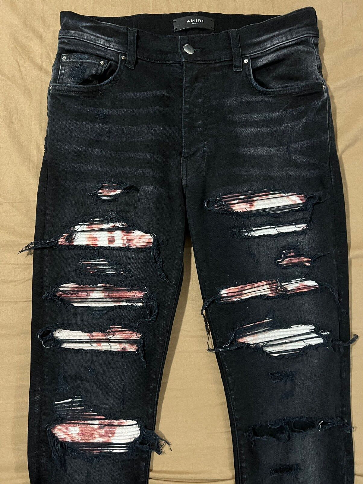 Amiri Amiri Tie Dye Bandana Thrasher Aged Black Jeans | Grailed