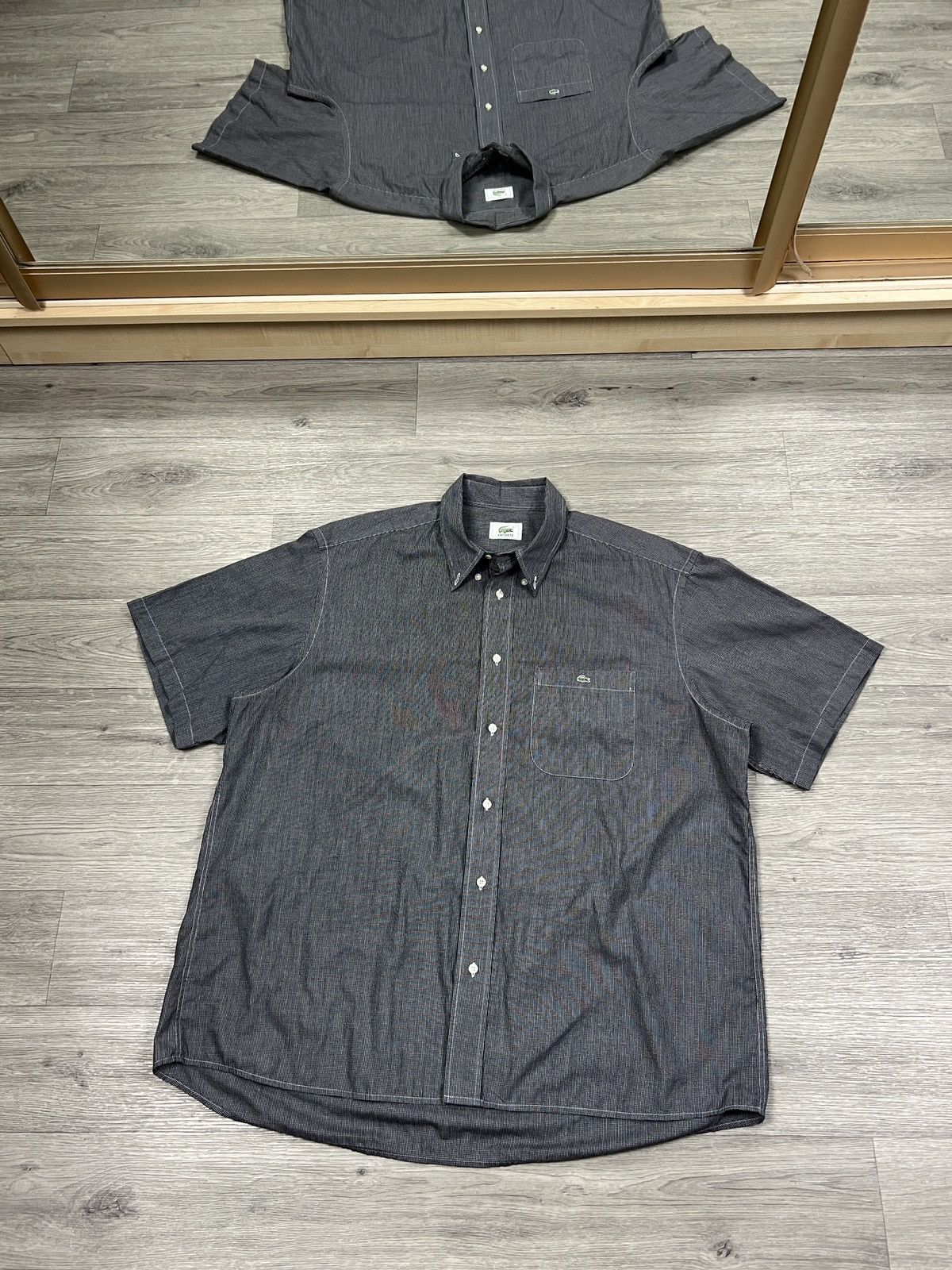 Lacoste Lacoste Short Sleeve Striped Button Down Shirt Grey Size 43 Size US XL / EU 56 / 4 - 1 Thumbnail