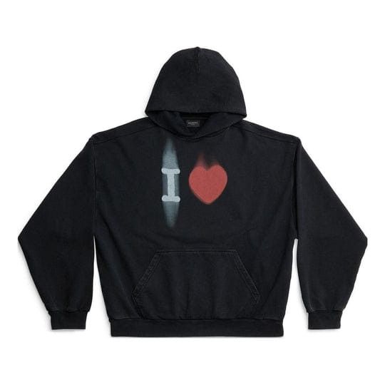 Balenciaga o1mt1gz0125 I Love Hoodie Medium Fit in Black Size US L / EU 52-54 / 3 - 1 Thumbnail
