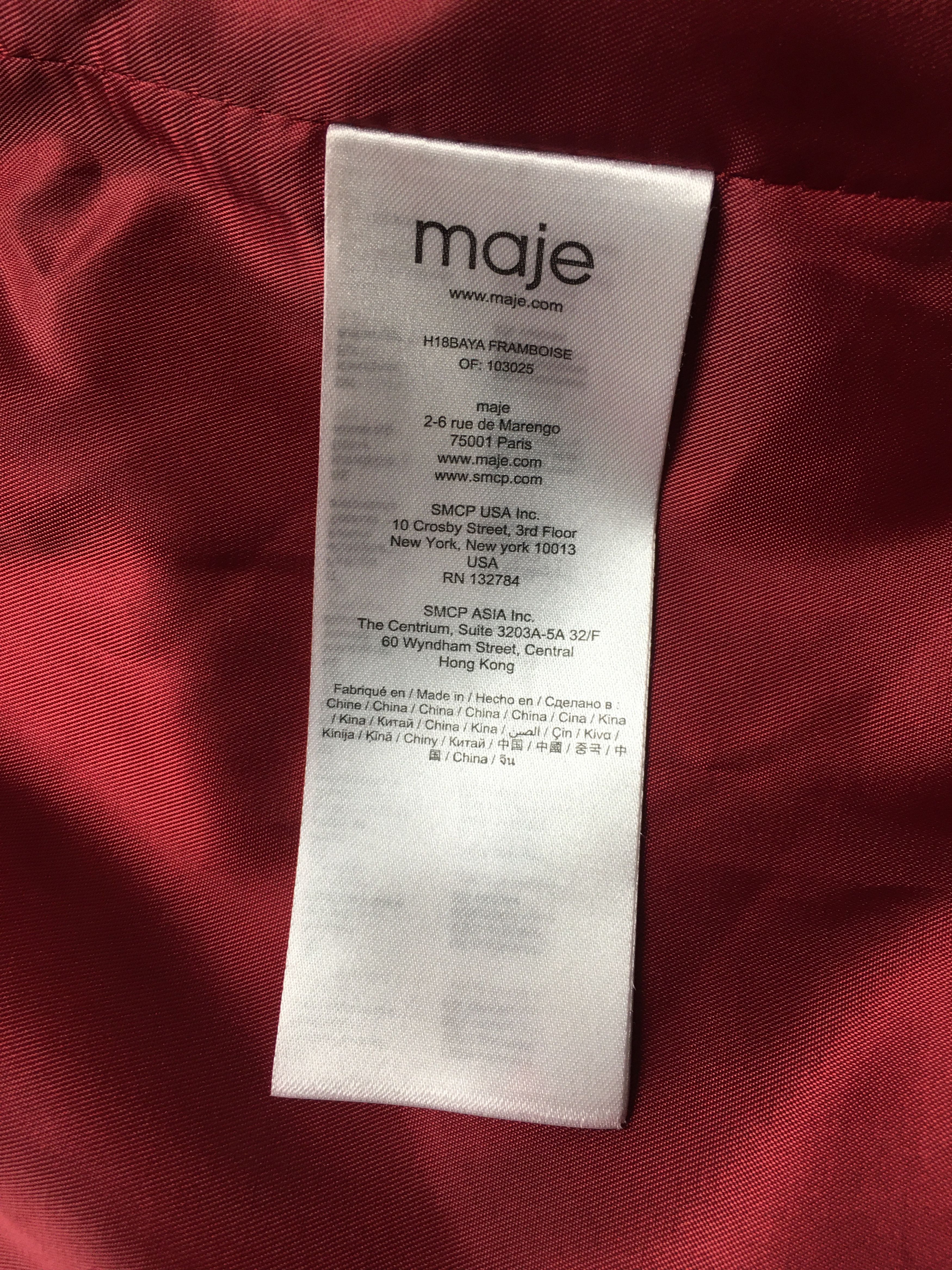 Maje MAJE Burgundy Faux Fur Jacket Size EU 36 Size S / US 4 / IT 40 - 13 Thumbnail