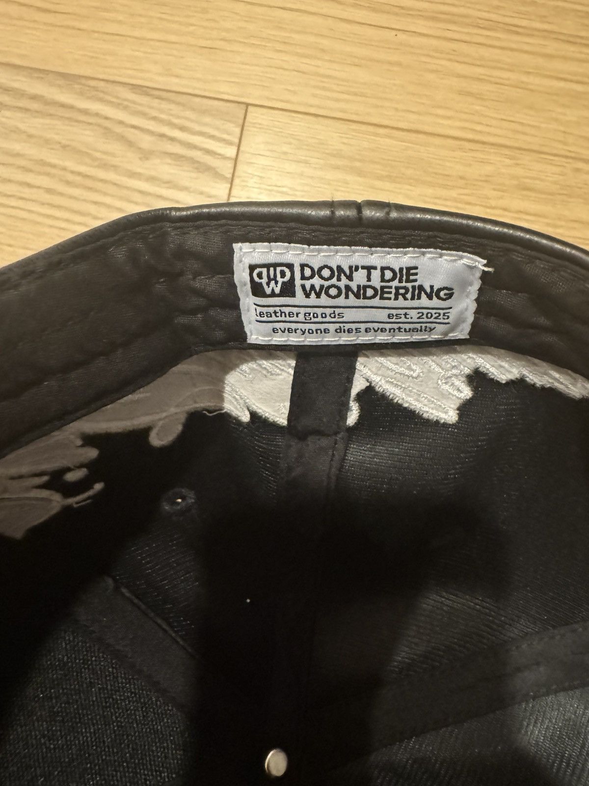 Leather Dont Die Wondering Leather Hat Black/White Size ONE SIZE - 4 Thumbnail