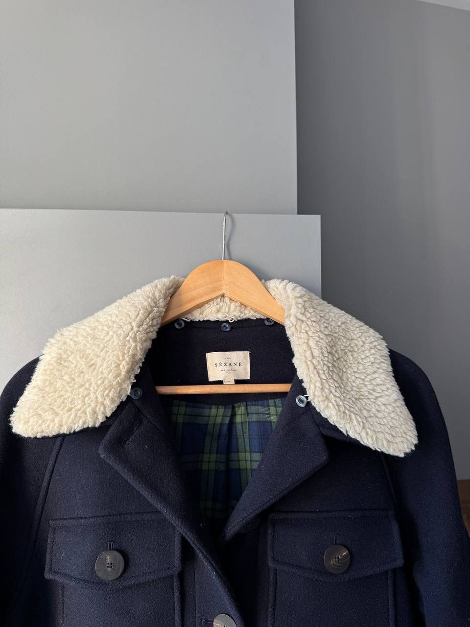 Sezane Sezane Leo Coat wool short in mint Blue SZ36 bust 46in over Size S / US 4 / IT 40 - 3 Thumbnail