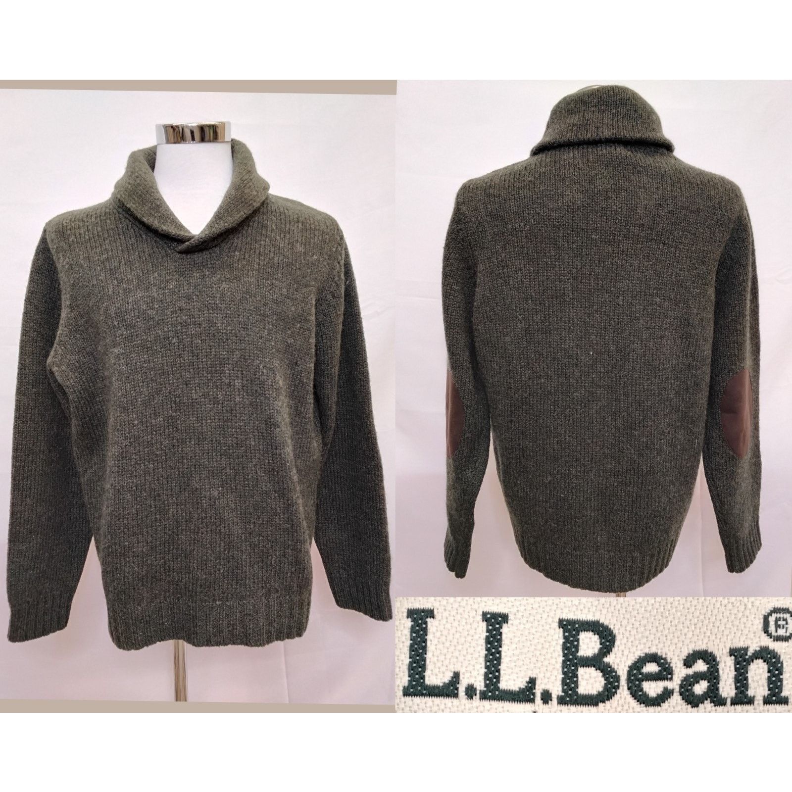 L.L. Bean L.L. Bean Shetland Wool Sweater Men's L Green Elbow Patches Size US L / EU 52-54 / 3 - 1 Thumbnail