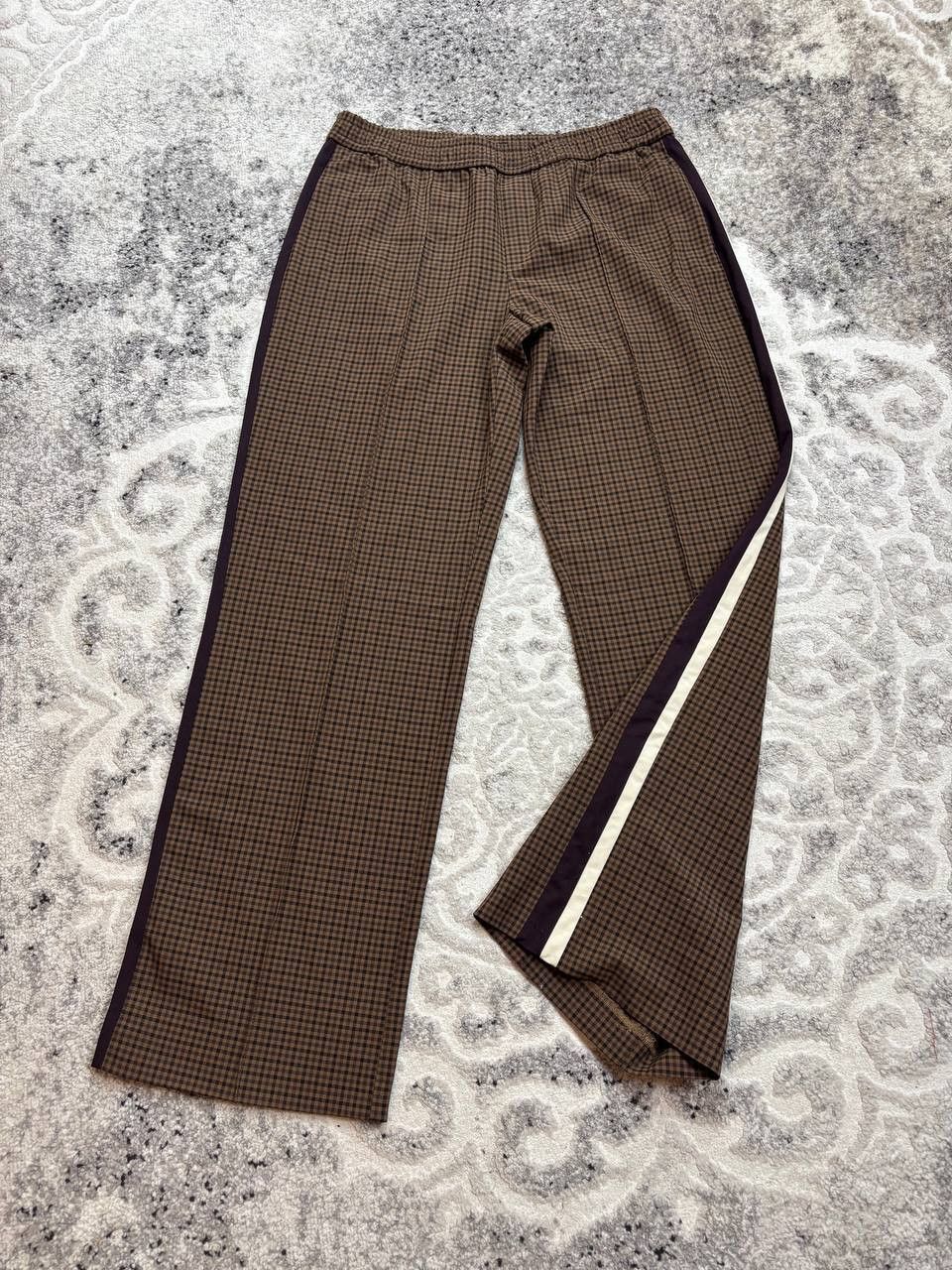 Zara Zara Gingham Wide Leg Track Pants Brown Plaid Side Stripe L Size 34" / US 12 / IT 48 - 6 Thumbnail