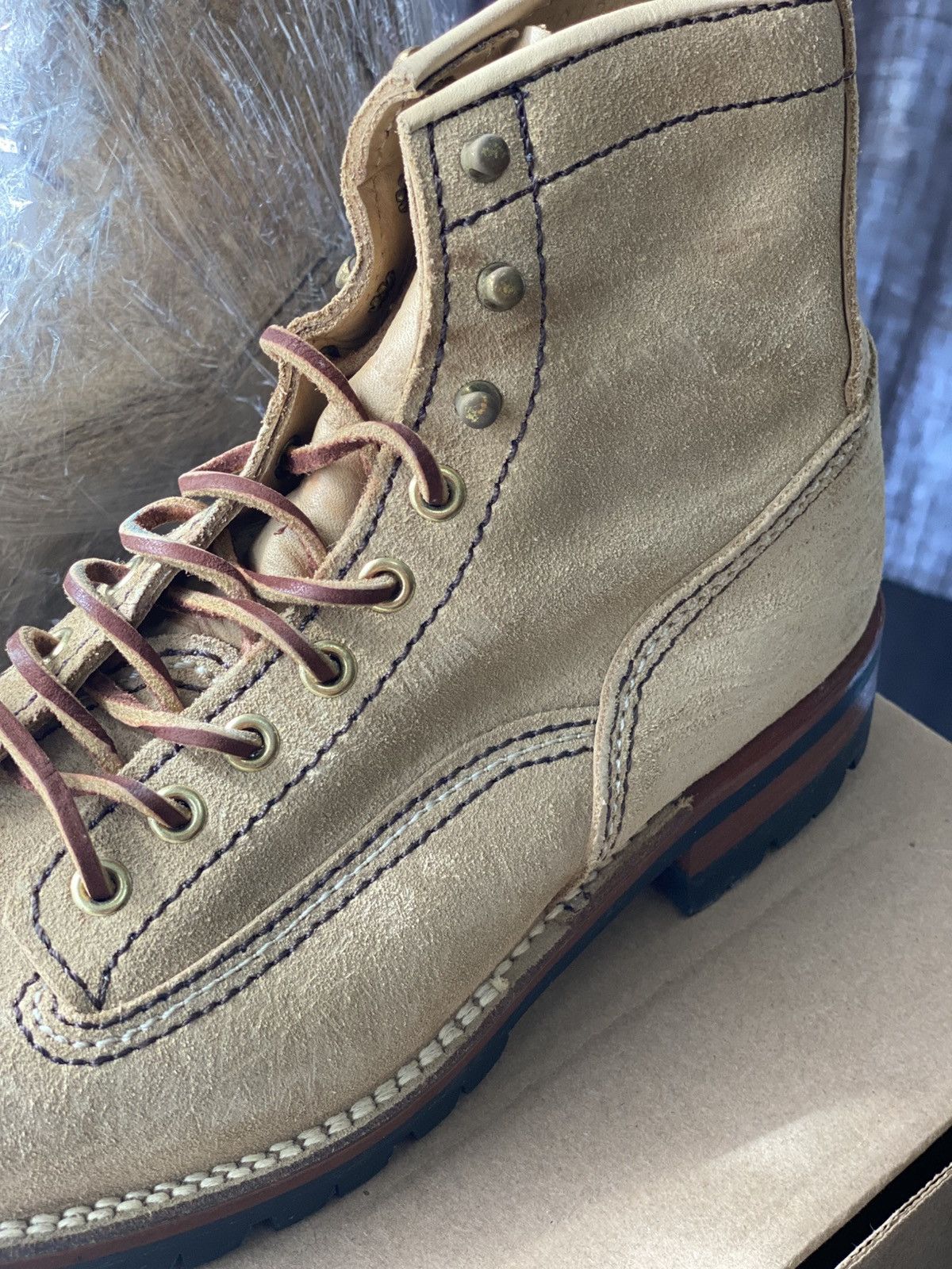 LONE WOLF × Sugar Cane Rare Vintage Sugar Cane Lone Wolf Logger Suede Calf Size US 7.5 / EU 40-41 - 3 Thumbnail