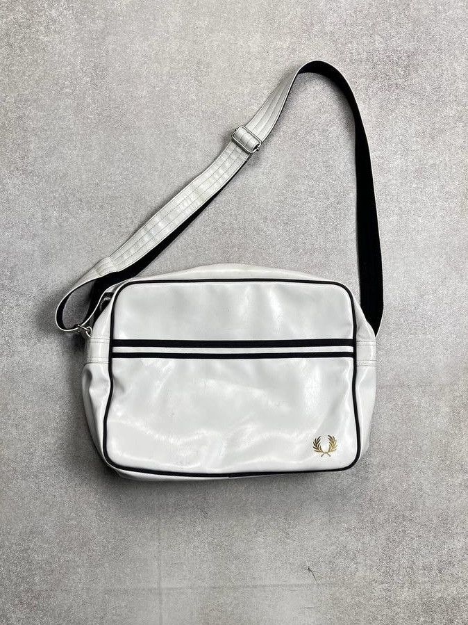 Adidas x Vintage Fred Perry Leather Crossbody Bag Os in White, Men's