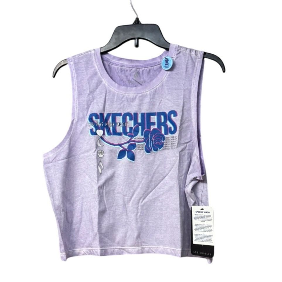 SKECHERS Skechers Apparel 3D Logo Crop Cotton Tank Top, Lavender, L Size L / US 10 / IT 46 - 5 Thumbnail