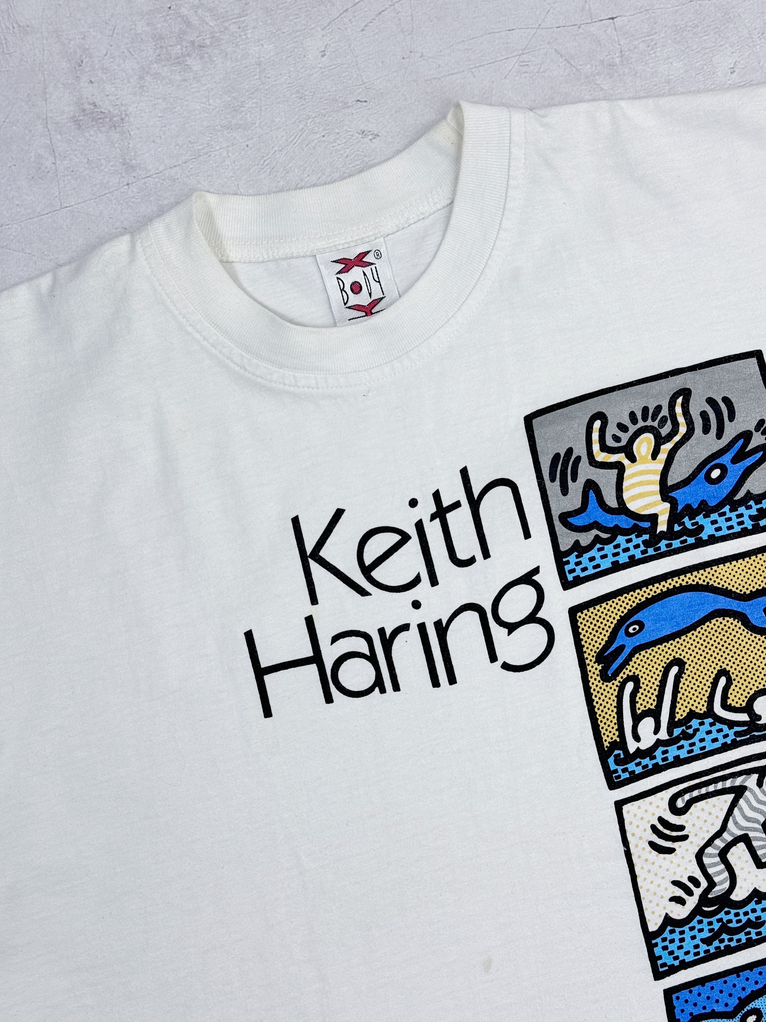 Designer × Keith Haring × Vintage Vintage Keith Haring Designer T-Shirt Dolphin & Humans Size US M / EU 48-50 / 2 - 3 Thumbnail