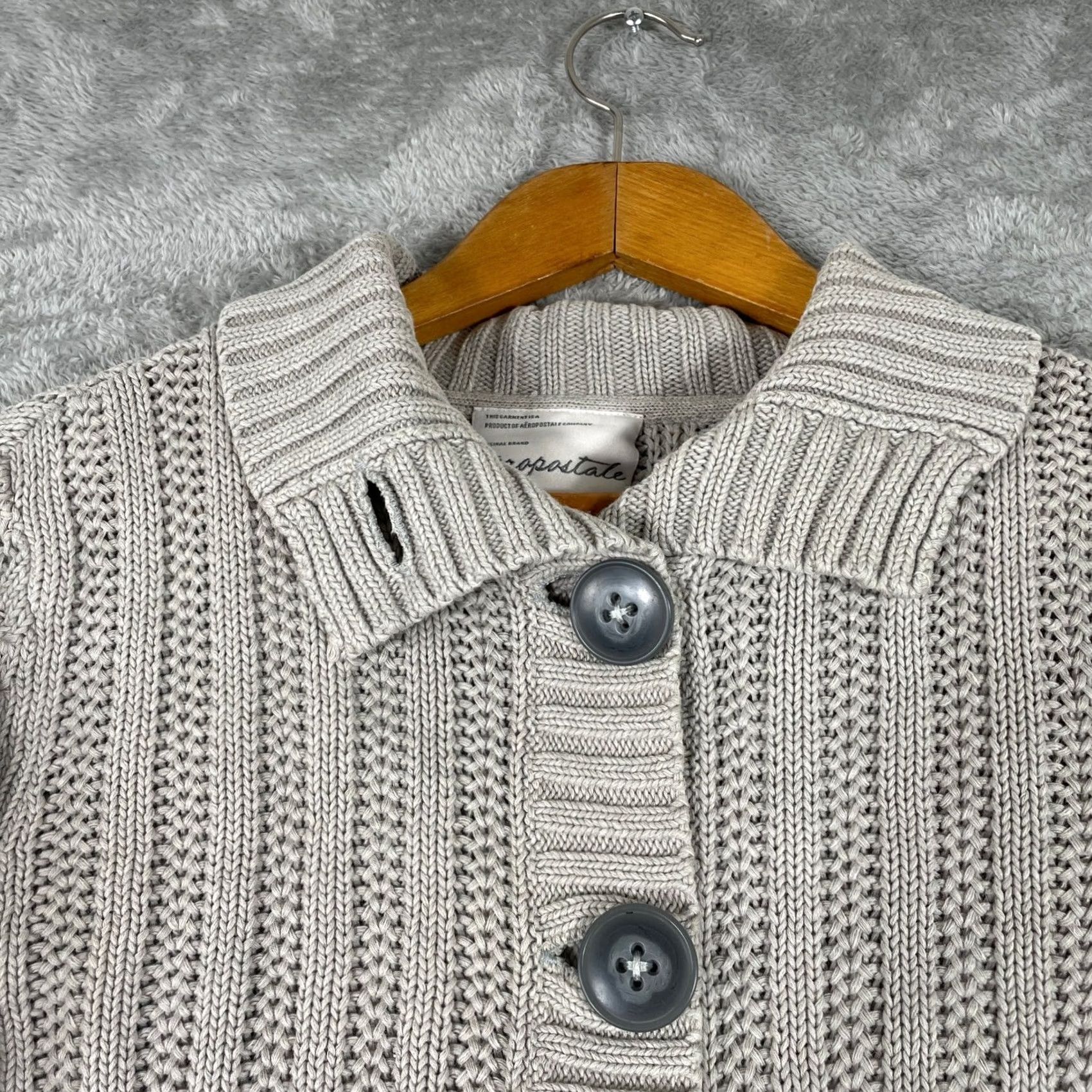 Aeropostale VINTAGE Aeropostale Sweater Womens L Gray Y2K Chunky Button Cardigan Beige Size L / US 10 / IT 46 - 5 Thumbnail