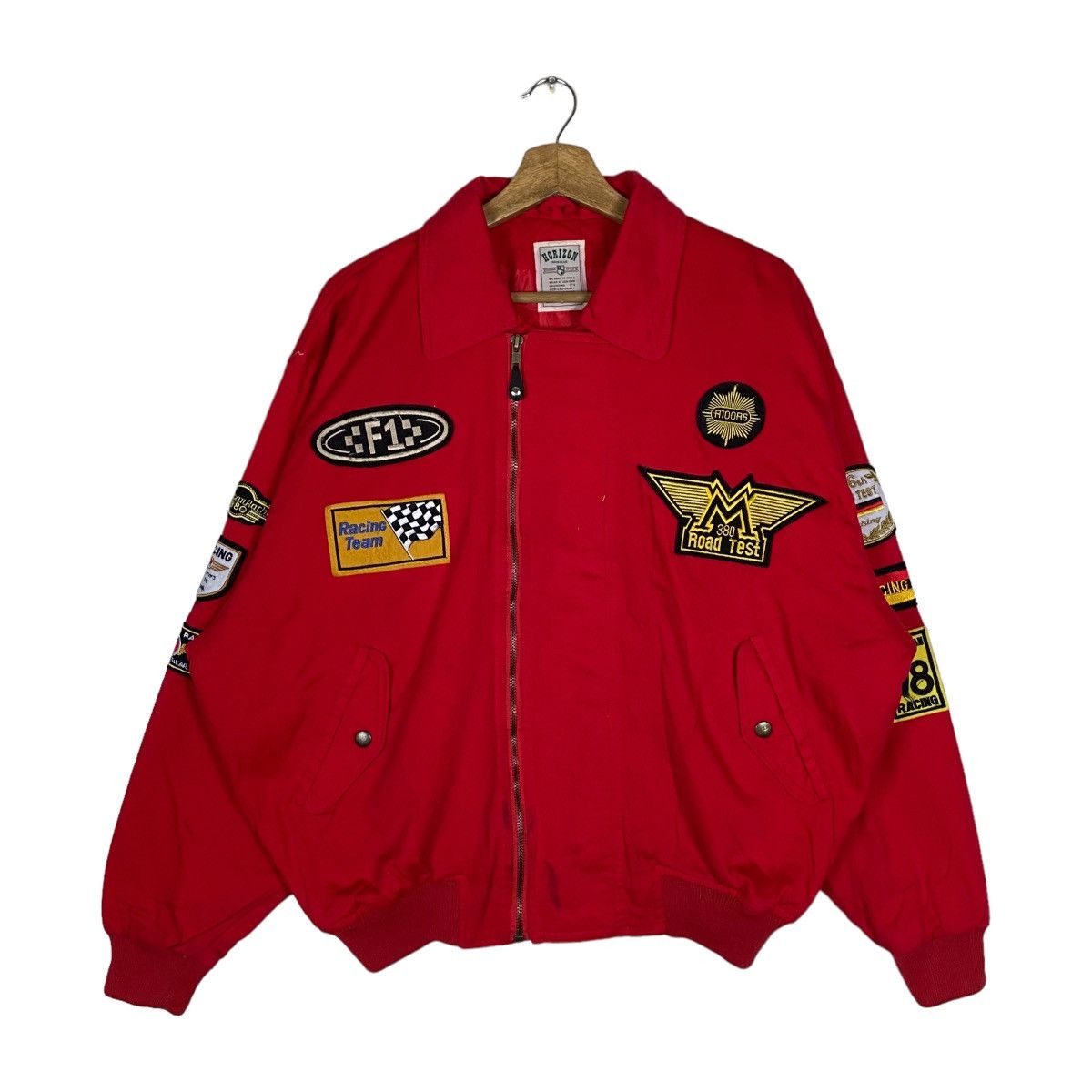 image of Vintage Horizon Blue Racing Team America Patch Work Full in Red, Men's (Size XL)
